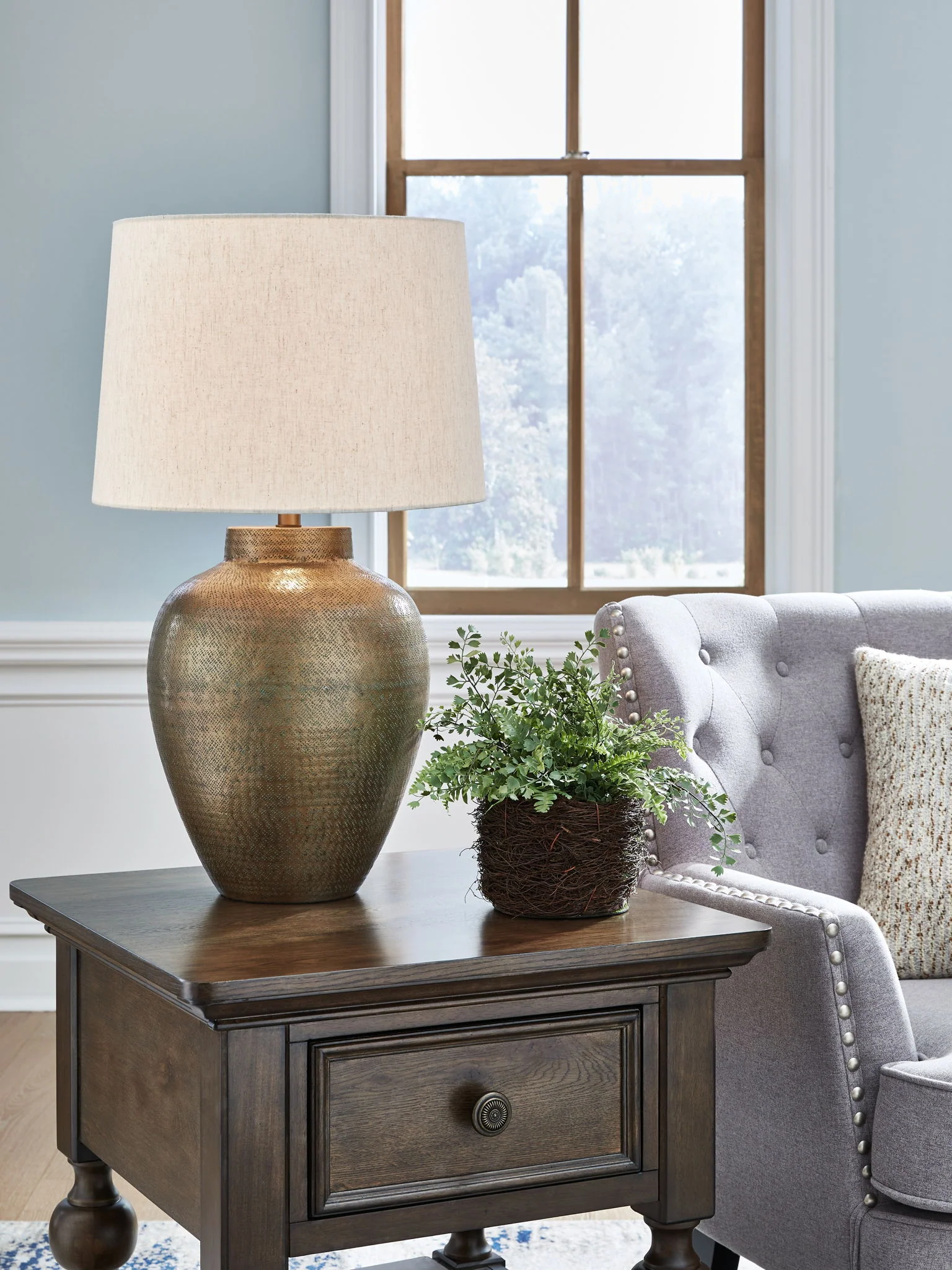 Madney - Metal Table Lamp - Antique Gold Finish - Image 2