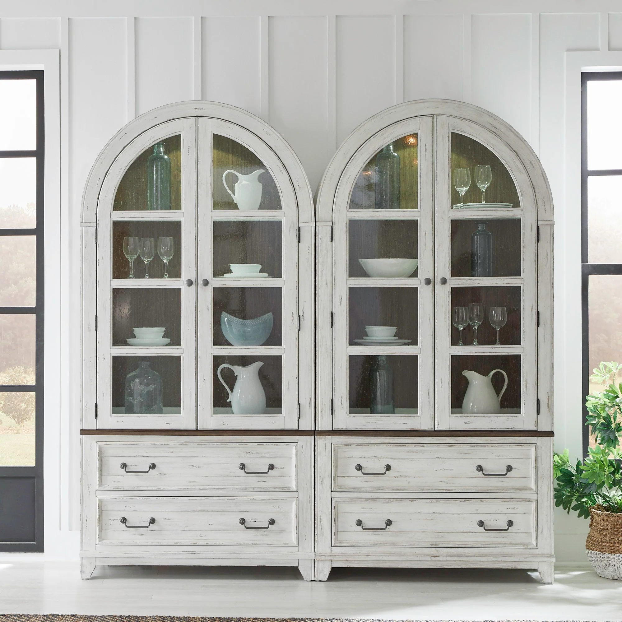 River Place – Bunching Curio (Set of 2) – Riverstone White & Tobacco