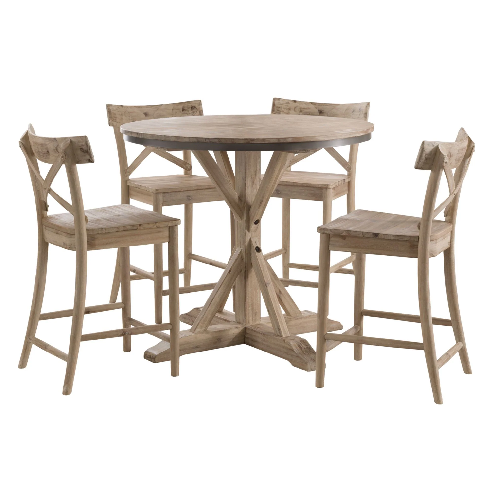 Callista – Round Counter Height 5 Piece Dining Set (Table And Four Stools) – Beach