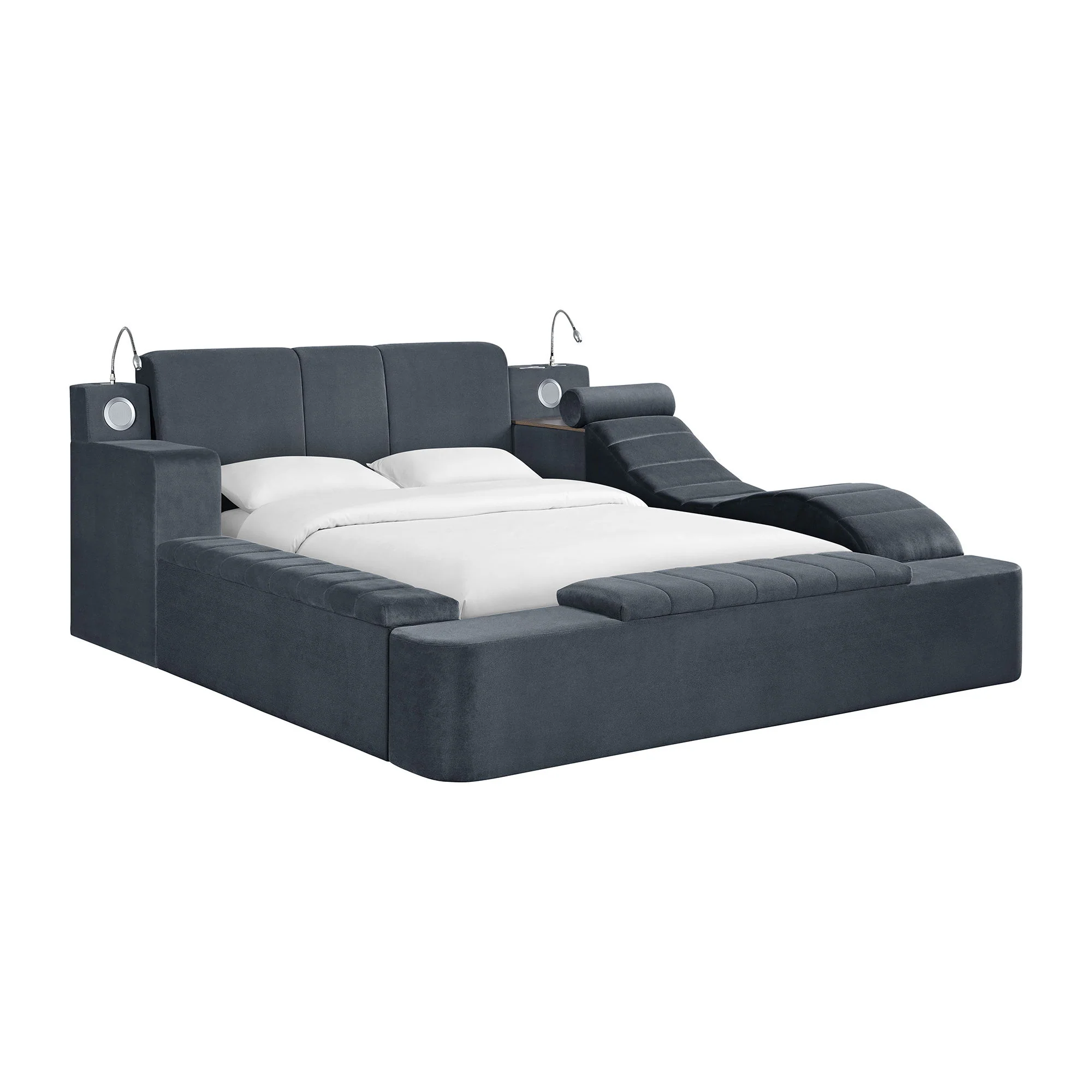 Ottawa - King Upholstered Footboard And Rail With Electronic Features - Gray Linen - Image 1