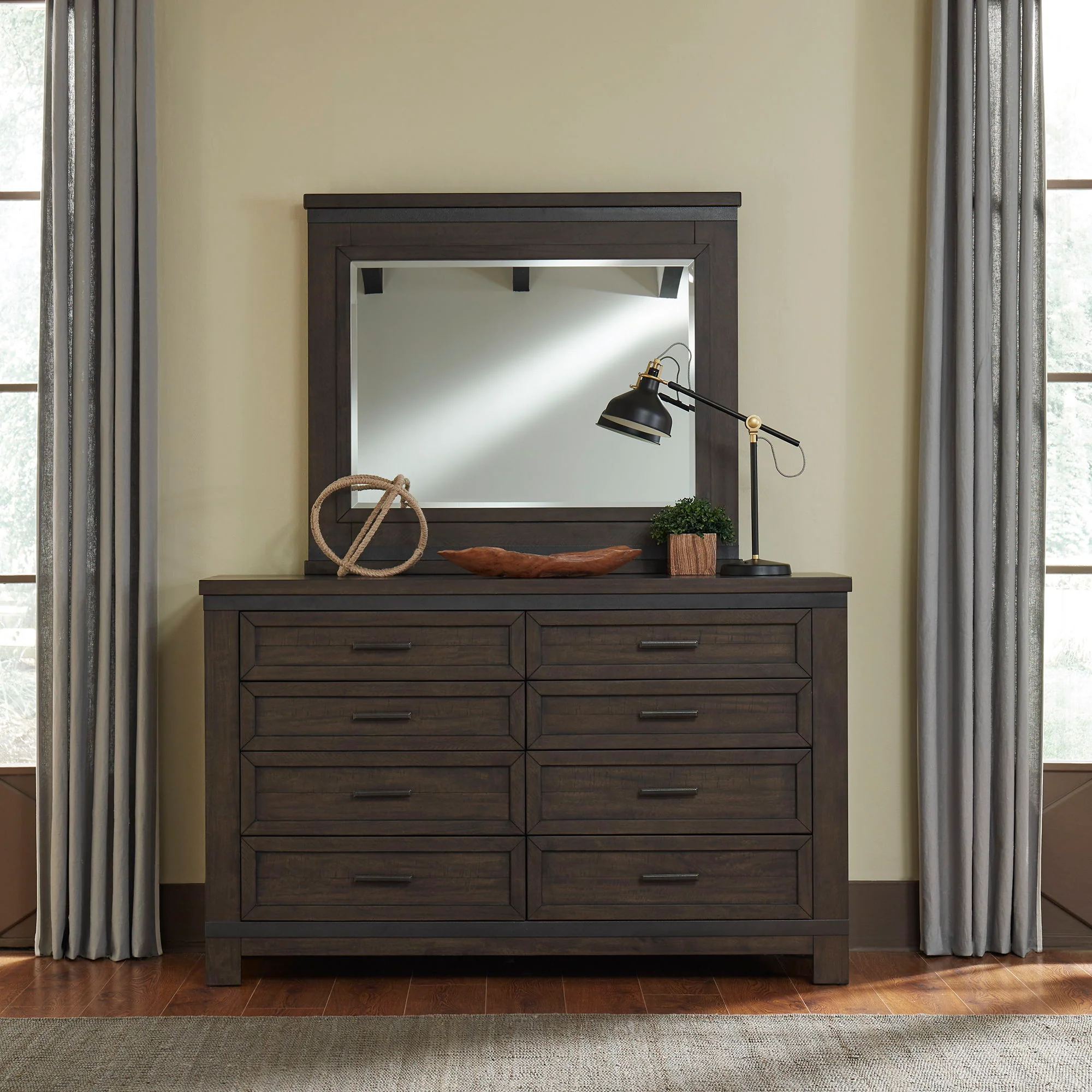 Thornwood Hills - Dresser & Mirror - Rock Beaten Brown - Image 1