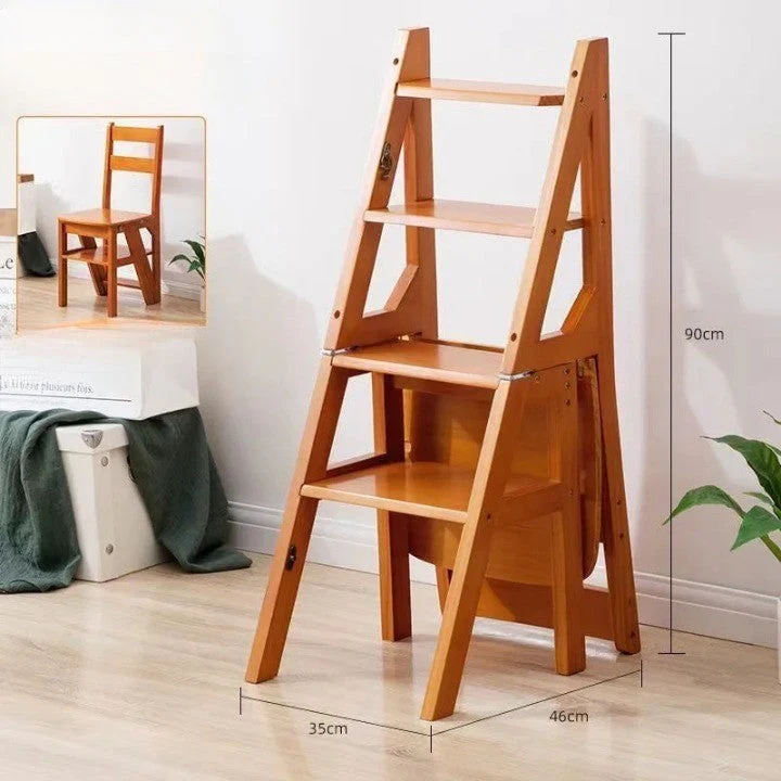 Multifunctional Transformable Ladder Wooden Chair - Image 2
