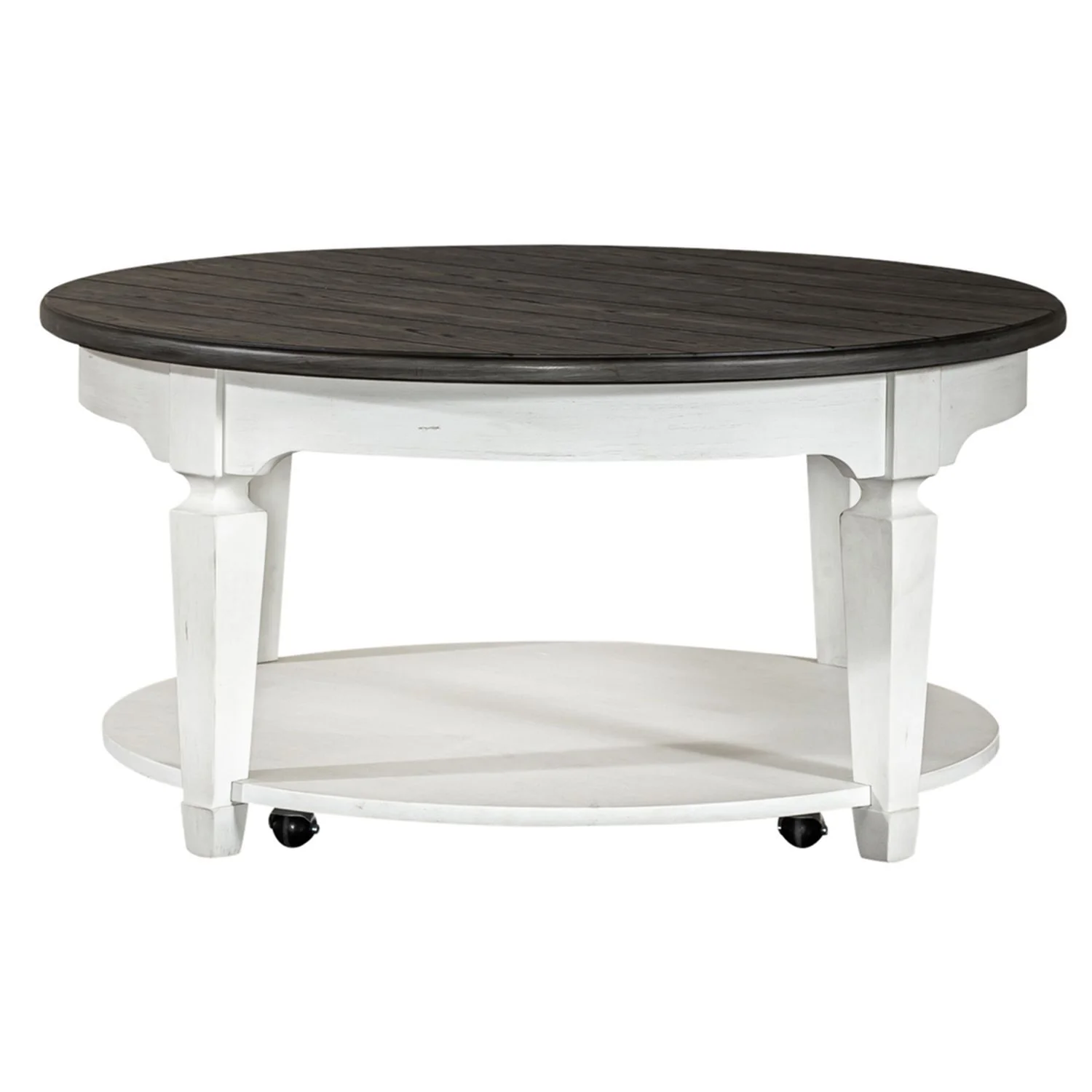 Allyson Park - 3 Piece Living Room Set (Round Cocktail Table) - Wirebrushed White / Charcoal - Image 2