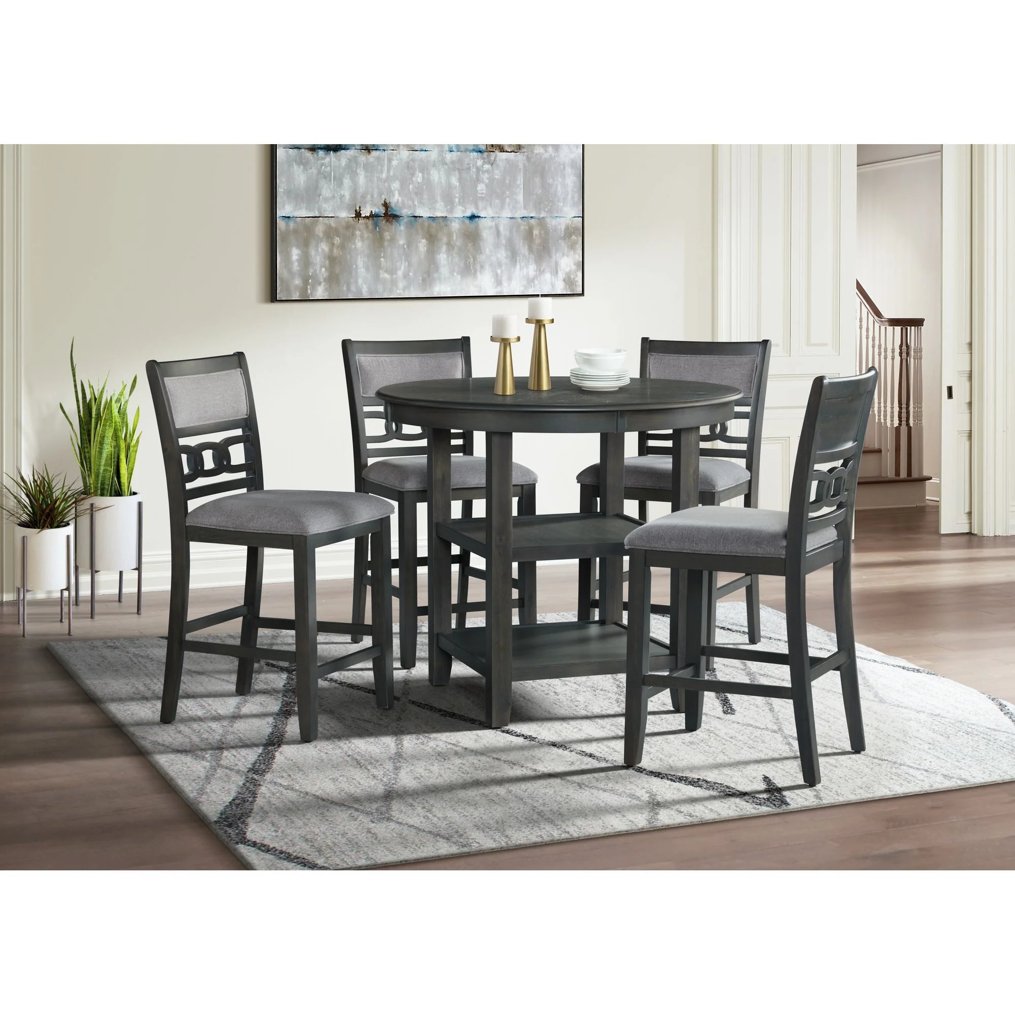 Amherst - Counter Table With Wood Leg - Gray Finish - Image 2