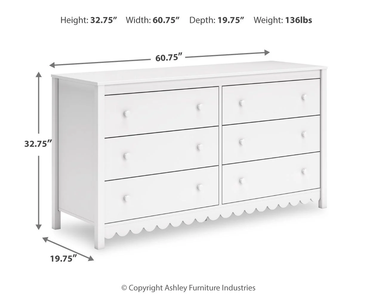 Hallityn - Six Drawer Dresser - White - Image 2
