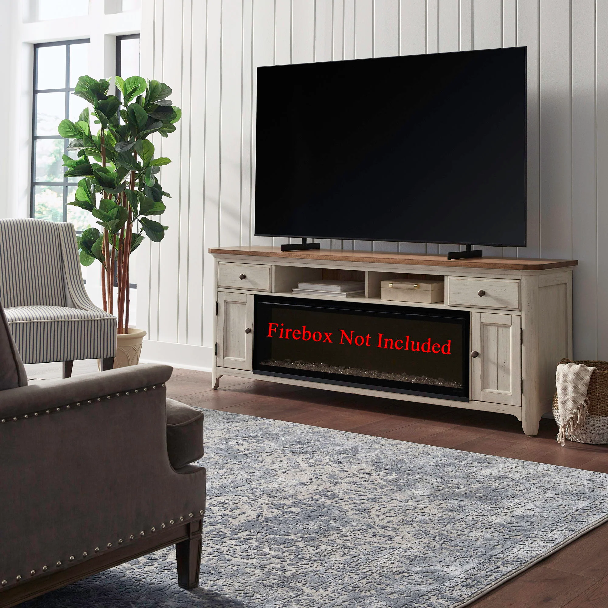 Fireplace TV Consoles – 79″ Fireplace TV Console – Medium Brown
