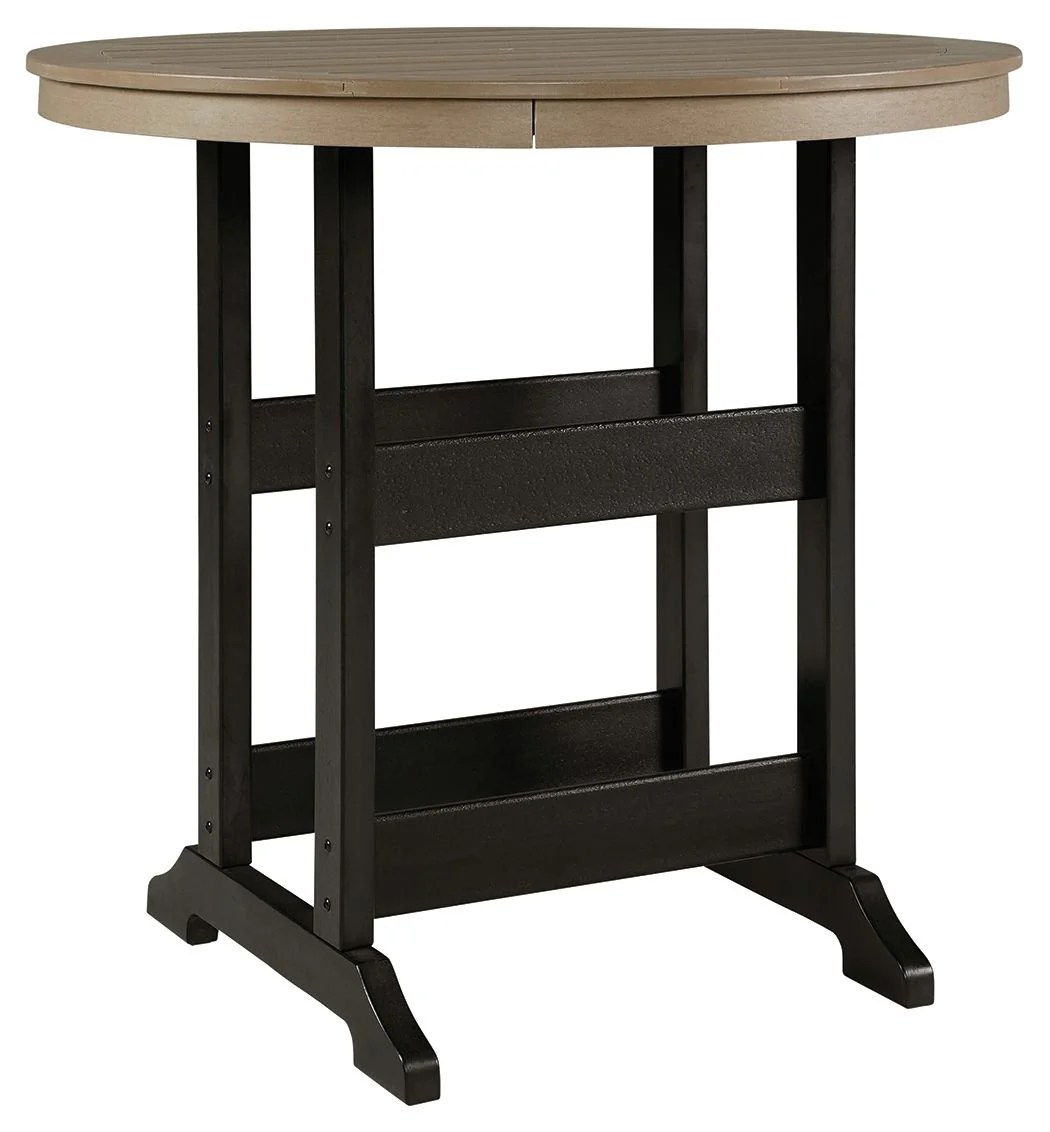 Fairen Trail – Round Bar Table w/Umb OPT – Black / Driftwood
