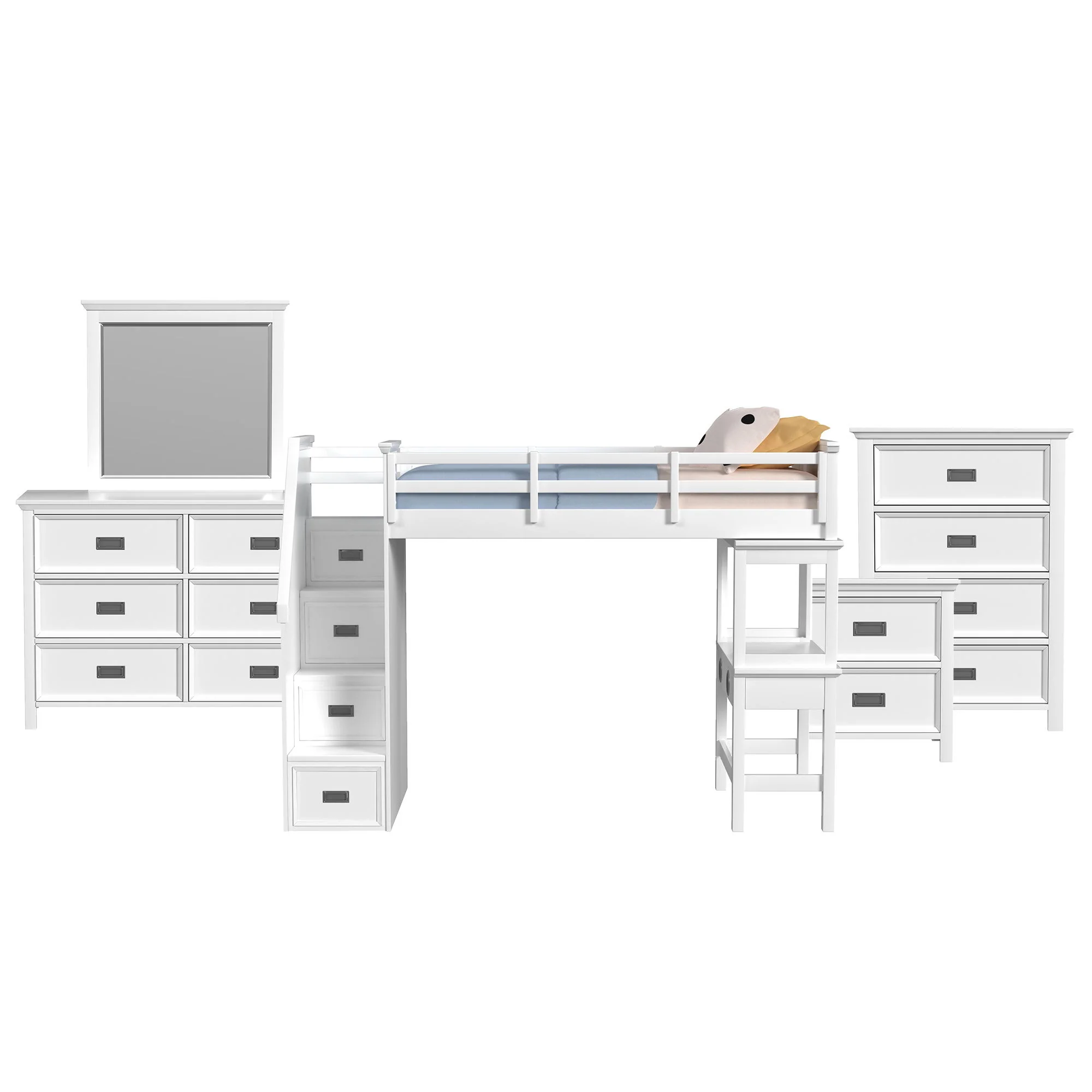 Hampton Kids - Loft With Staircase And Desk With Speaker Bedroom Set - Image 2