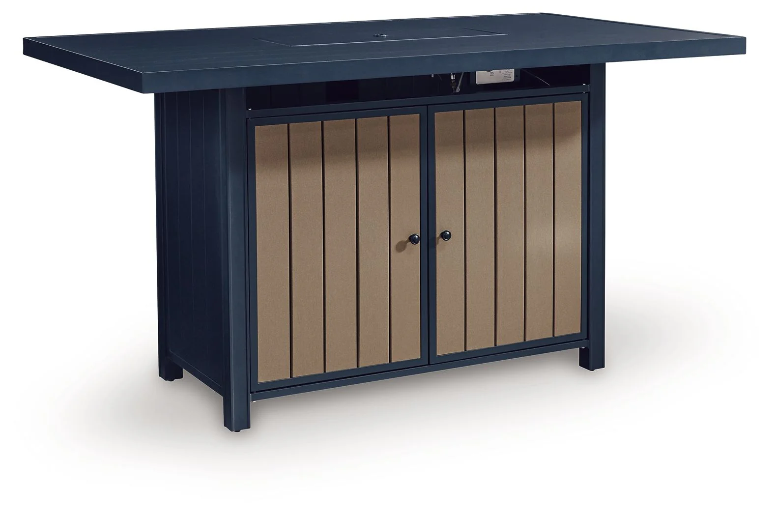 East Beach - Rectangular Bar Table With Fire Pit - Blue - Image 1
