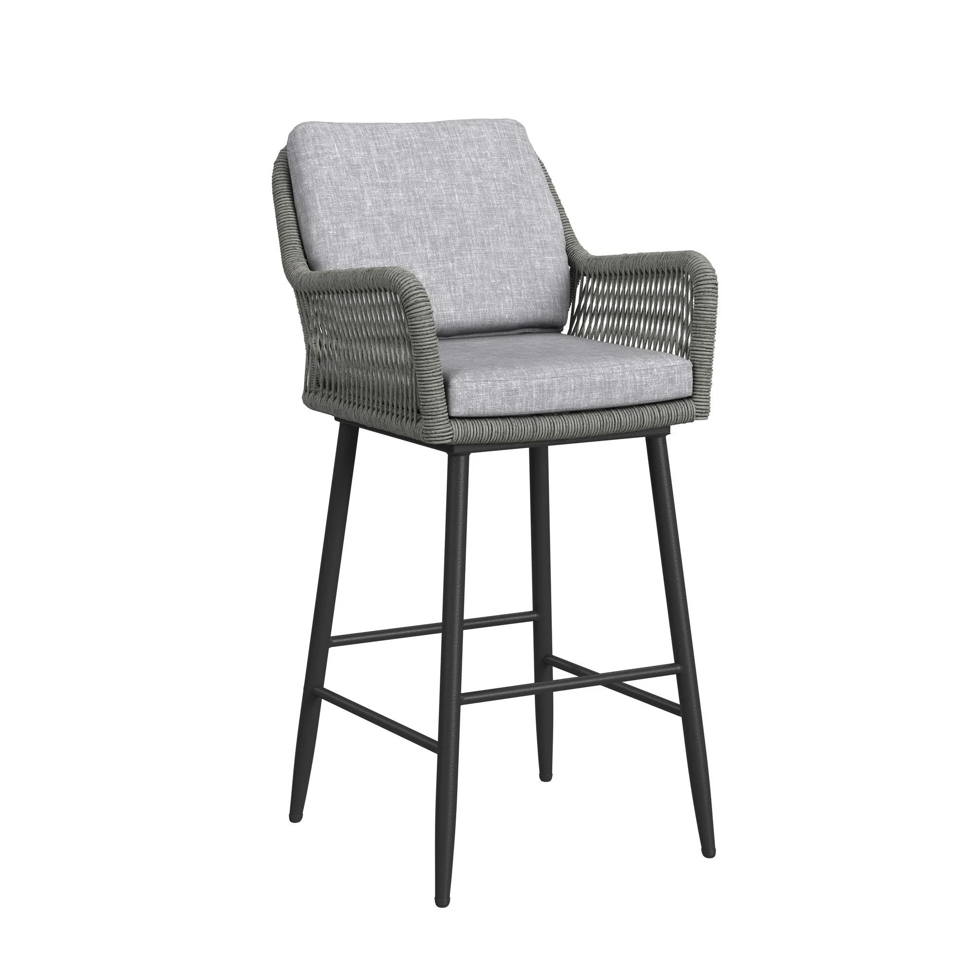 Bayhill - Fabric Barstool (Set of 2) - Black / Gray - Image 2