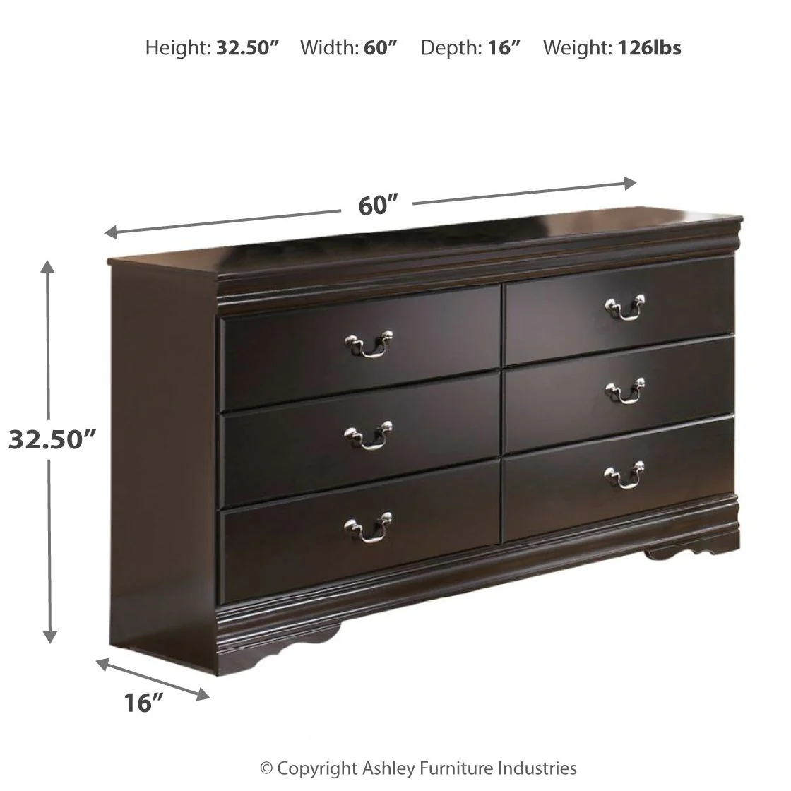 Huey Vineyard - Six Drawer Dresser - Black - Image 2