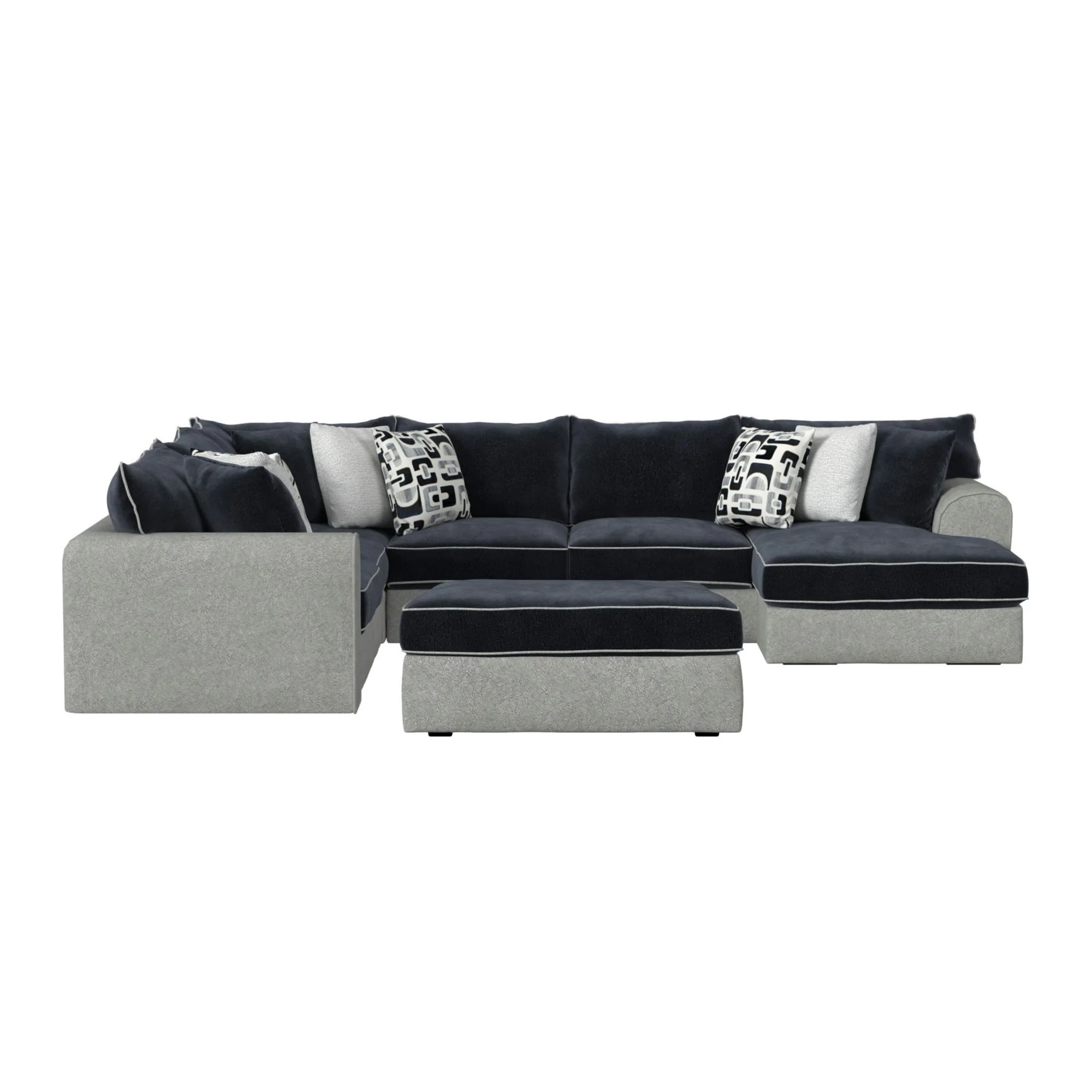 Klein - LHF Armless Return Sofa With 3 Pillows - Bentley Ash / Zaftig Ebony - Image 2