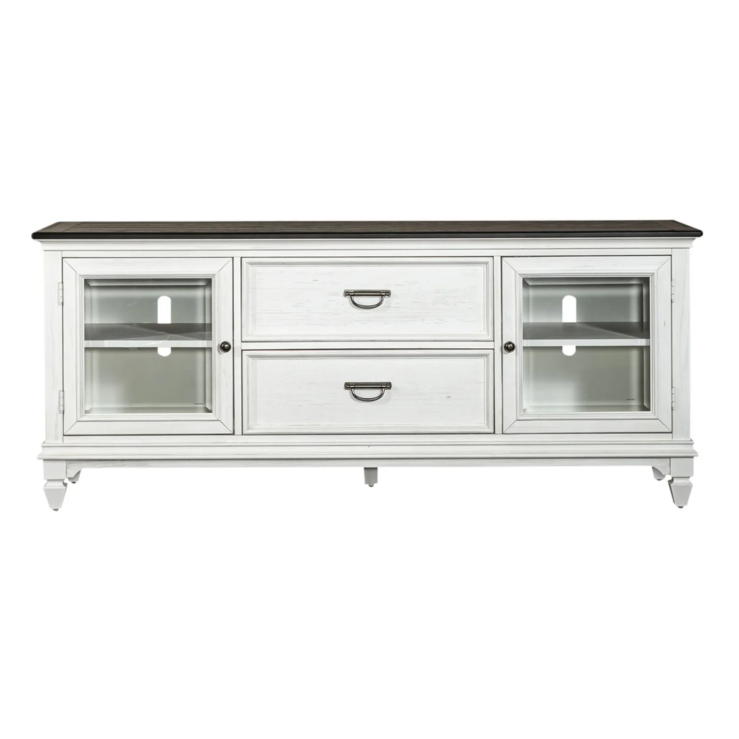 Allyson Park - Entertainment TV Stand - Wirebrushed White / Charcoal - Image 2