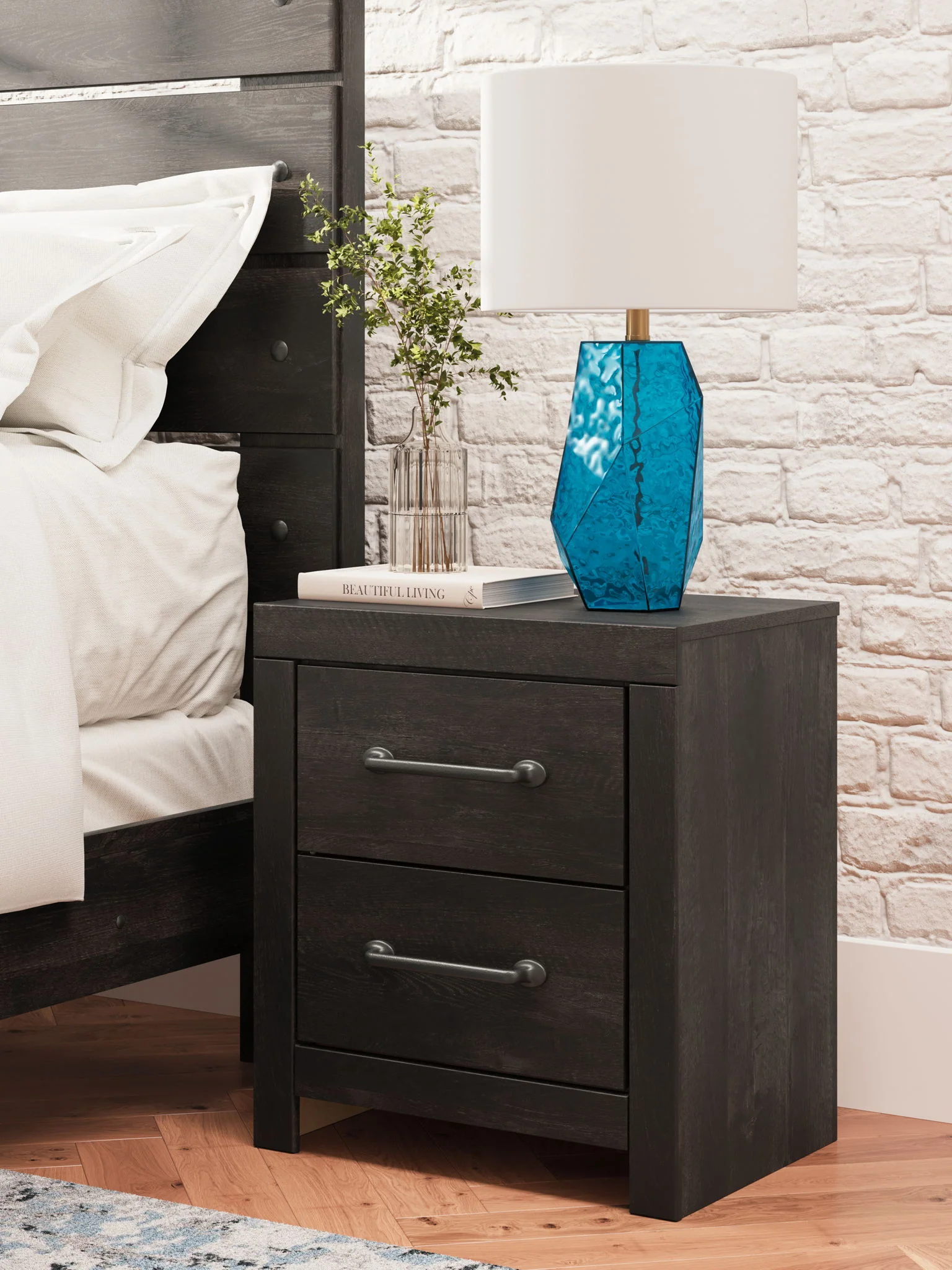 Hollivern - Two Drawer Night Stand - Dark Gray - Image 3