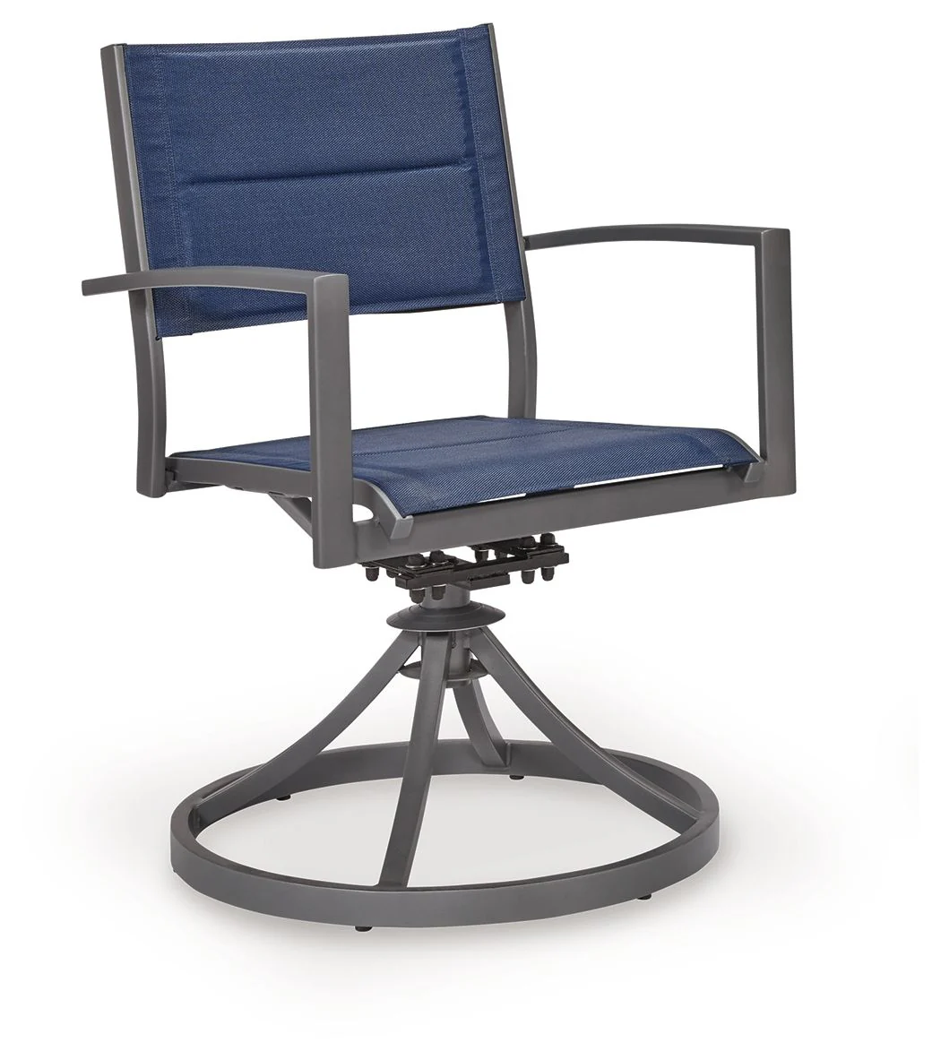 Rocky Creek - Sling Swivel Chair (Set of 2) - Blue / Gray - Image 2