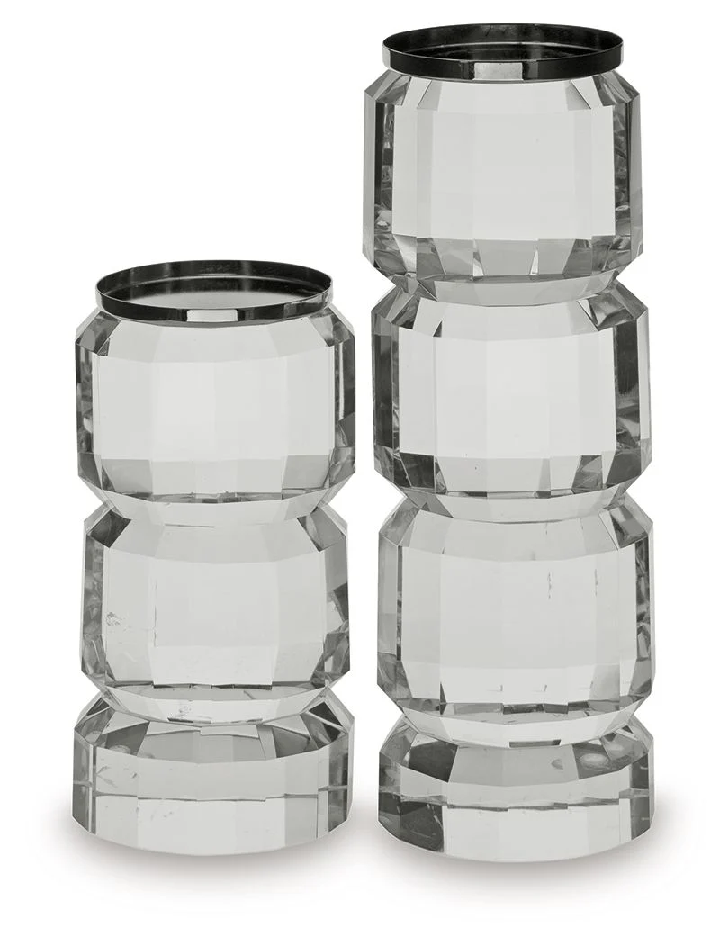 Brentley - Candle Holder Set (Set of 2) - Clear / Silver Finish - Image 1