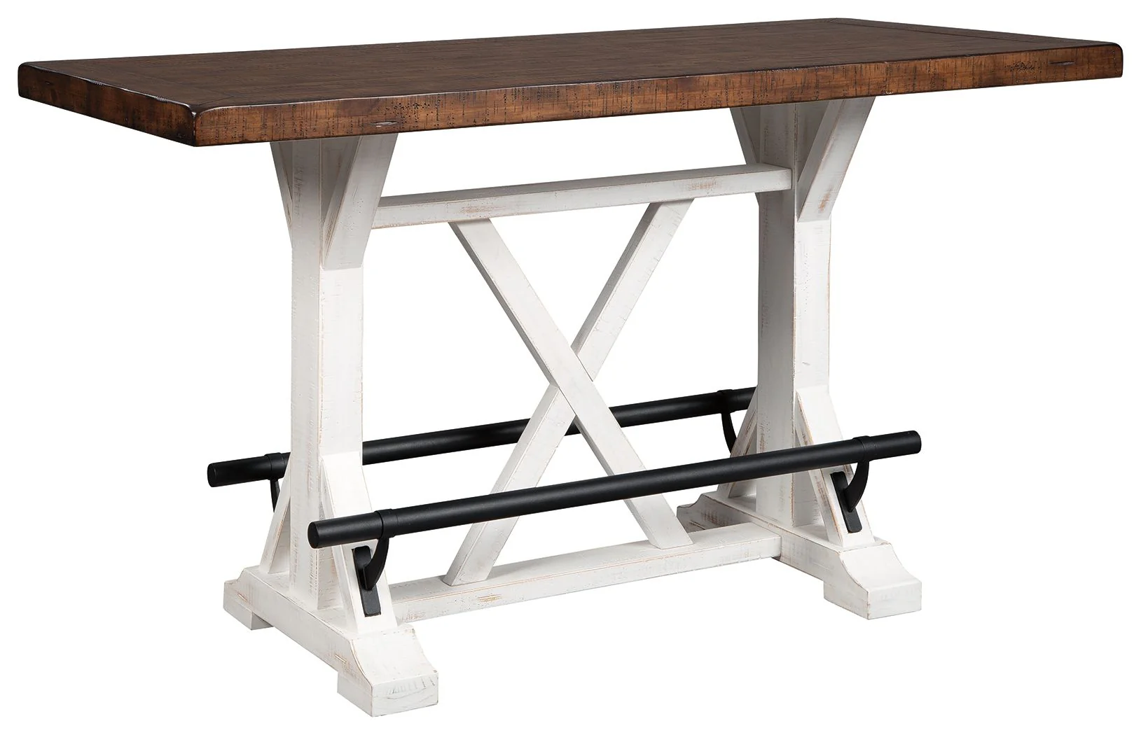 Valebeck – Rectangular Dining Room Counter Table – White / Brown