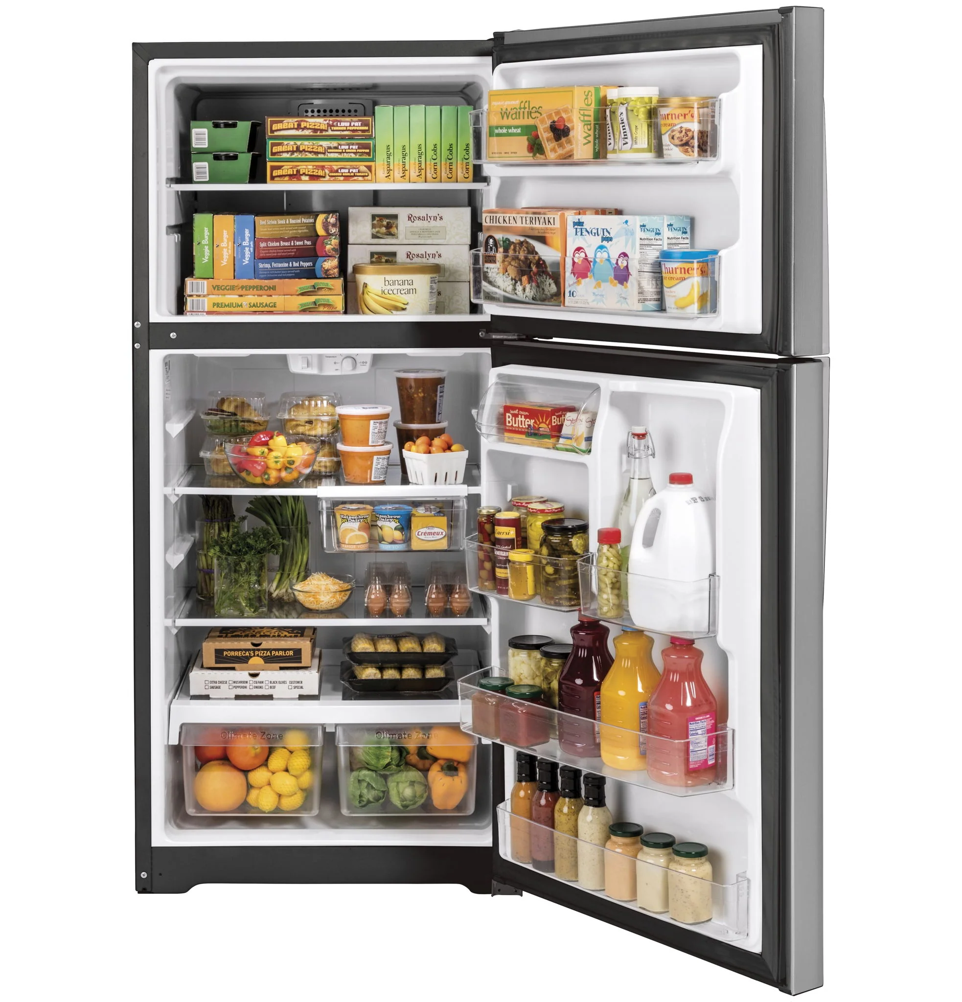 GE 21.9 Cubic Foot Top Mount Refrigerator - Stainless Steel - Image 2