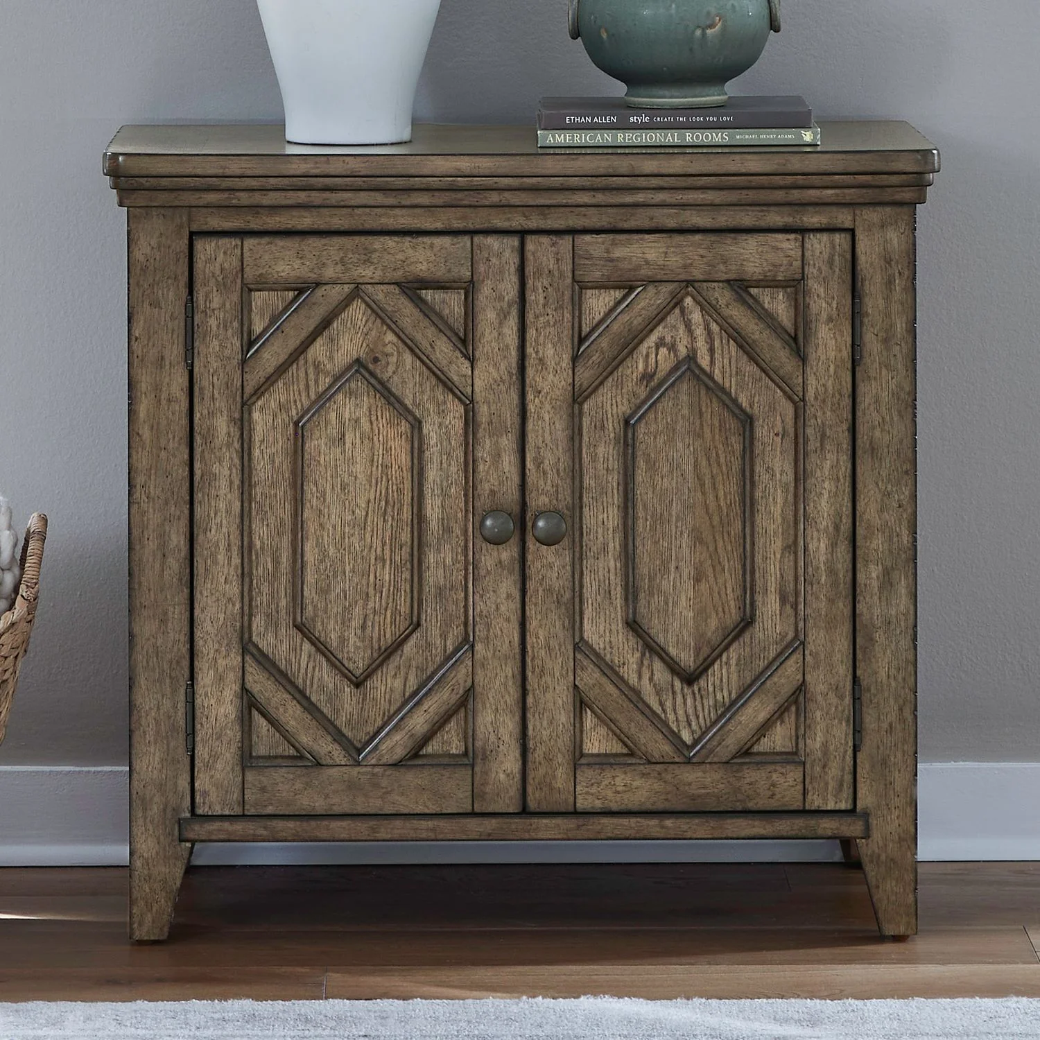 Carolina Park – 2 Door Bedside Chest With Charging Station – Amber Brown