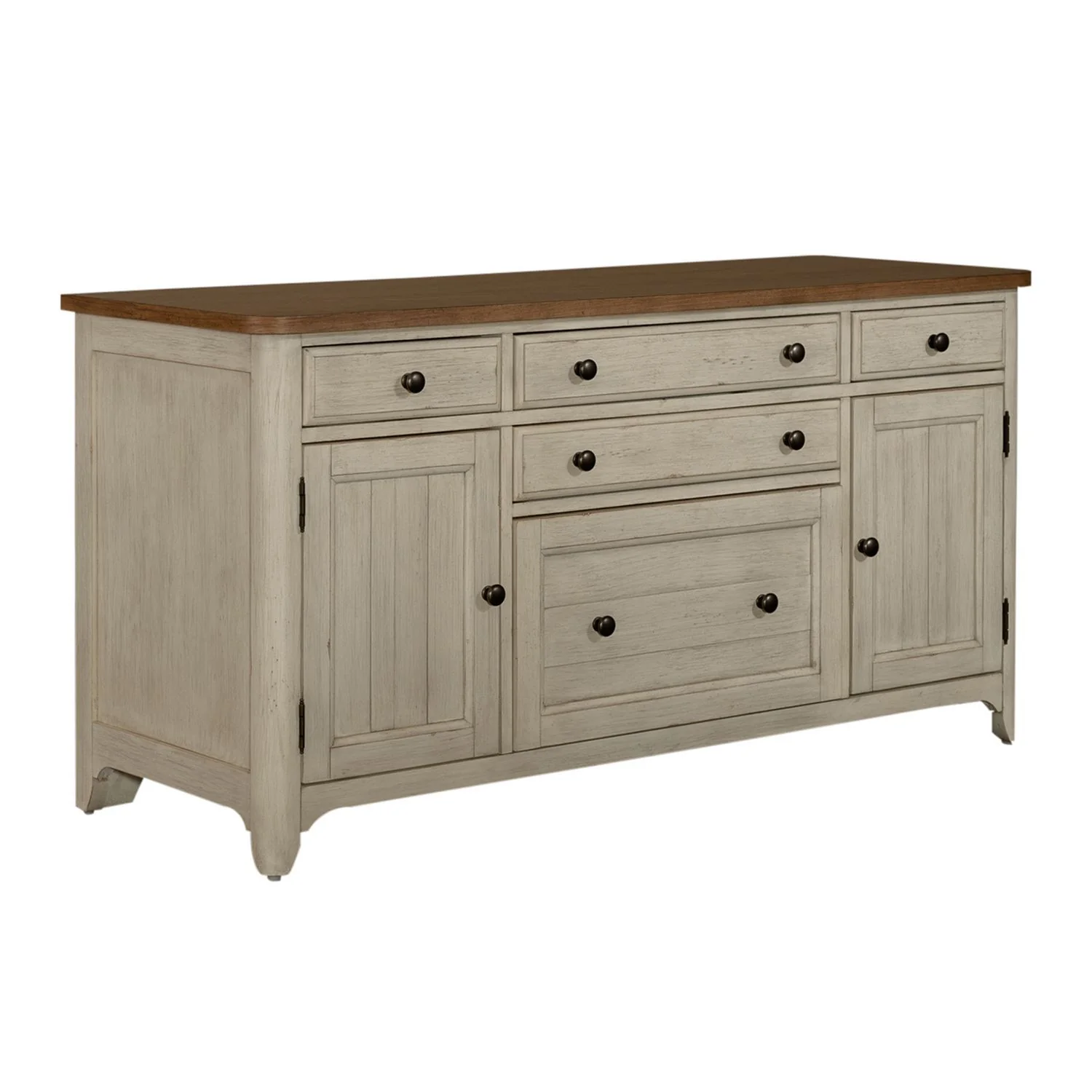 Farmhouse Reimagined - Door Credenza - Antique White / Chestnut Tops - Image 2
