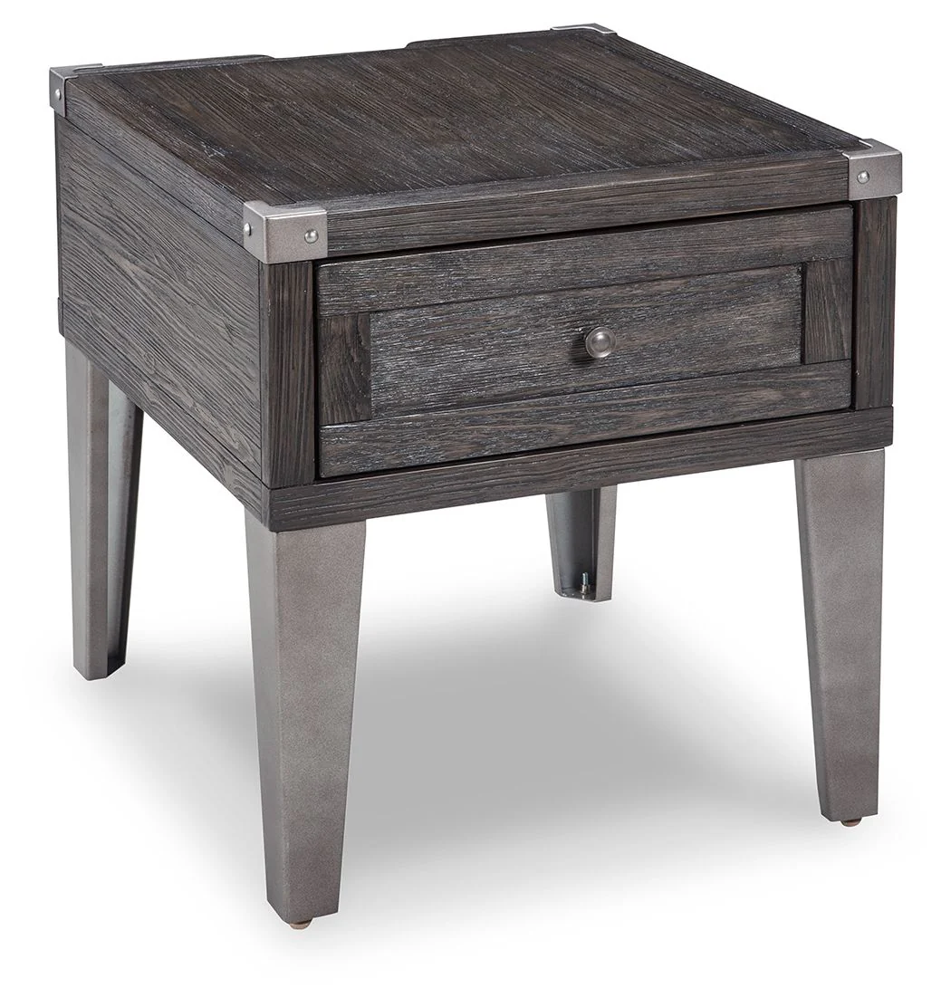 Todoe – Rectangular End Table – Dark Gray