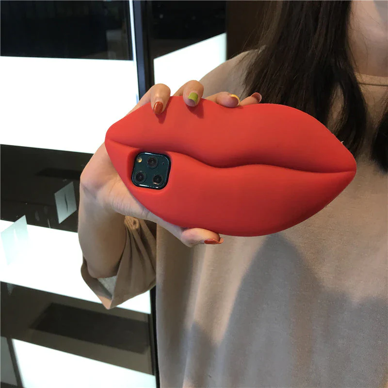 3D Big Red Lip Mouth Kiss Soft Silicone Shoulder Iphone Cases - Image 2