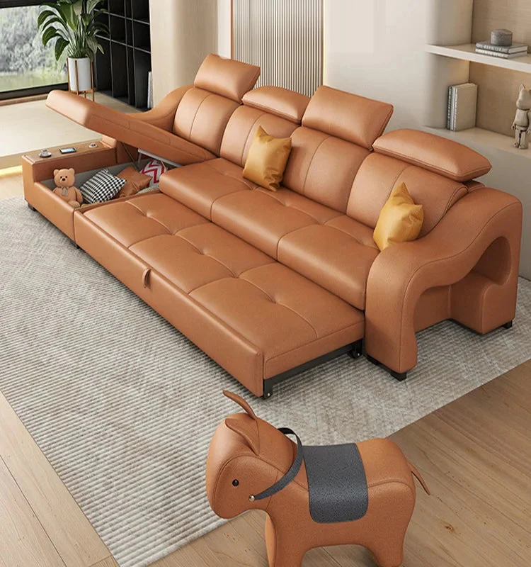 Rideable Seat Sectional Built-In Charging System Modern Sofa - Image 1