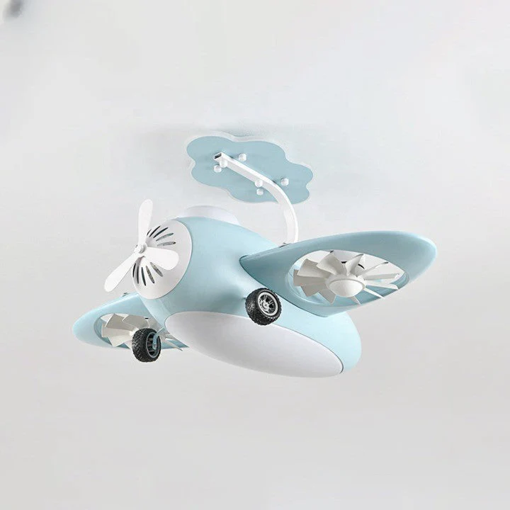 Futuristic Airplane Kids Bedroom Ceiling RC Fan Lamp - Image 2