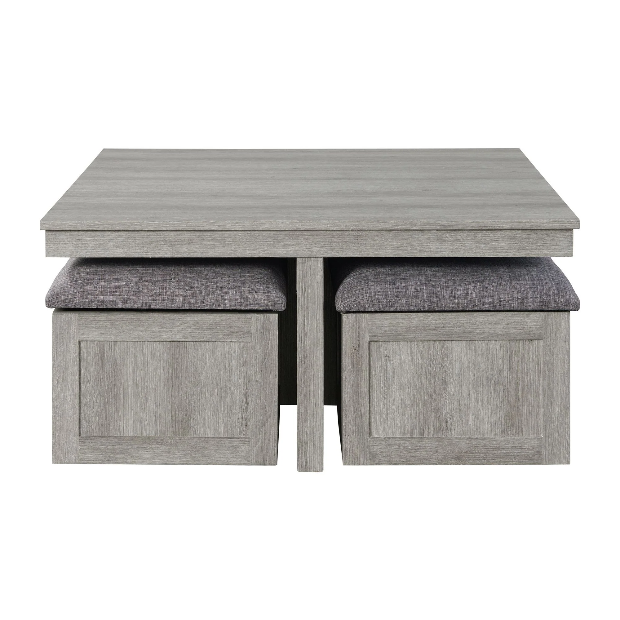Uster - Coffee Table With Four Storage Stools - Gray - Image 2