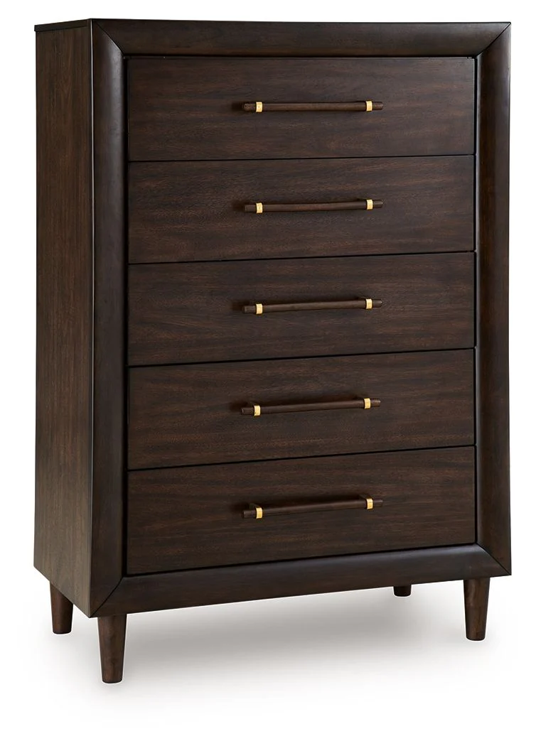 Dantenton - Five Drawer Chest - Merlot - Image 1