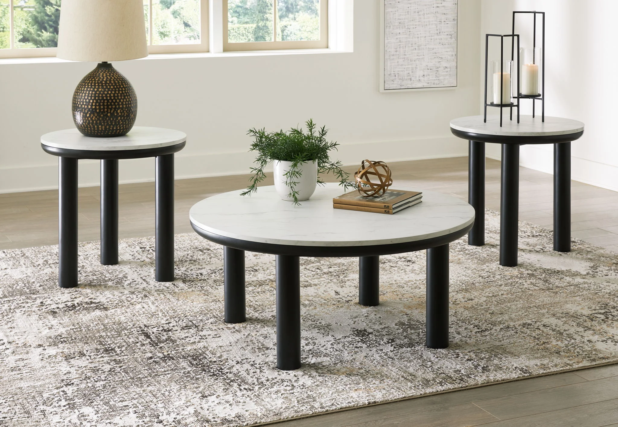Xandrum - Occasional Table Set (Set of 3) - Black / White - Image 2