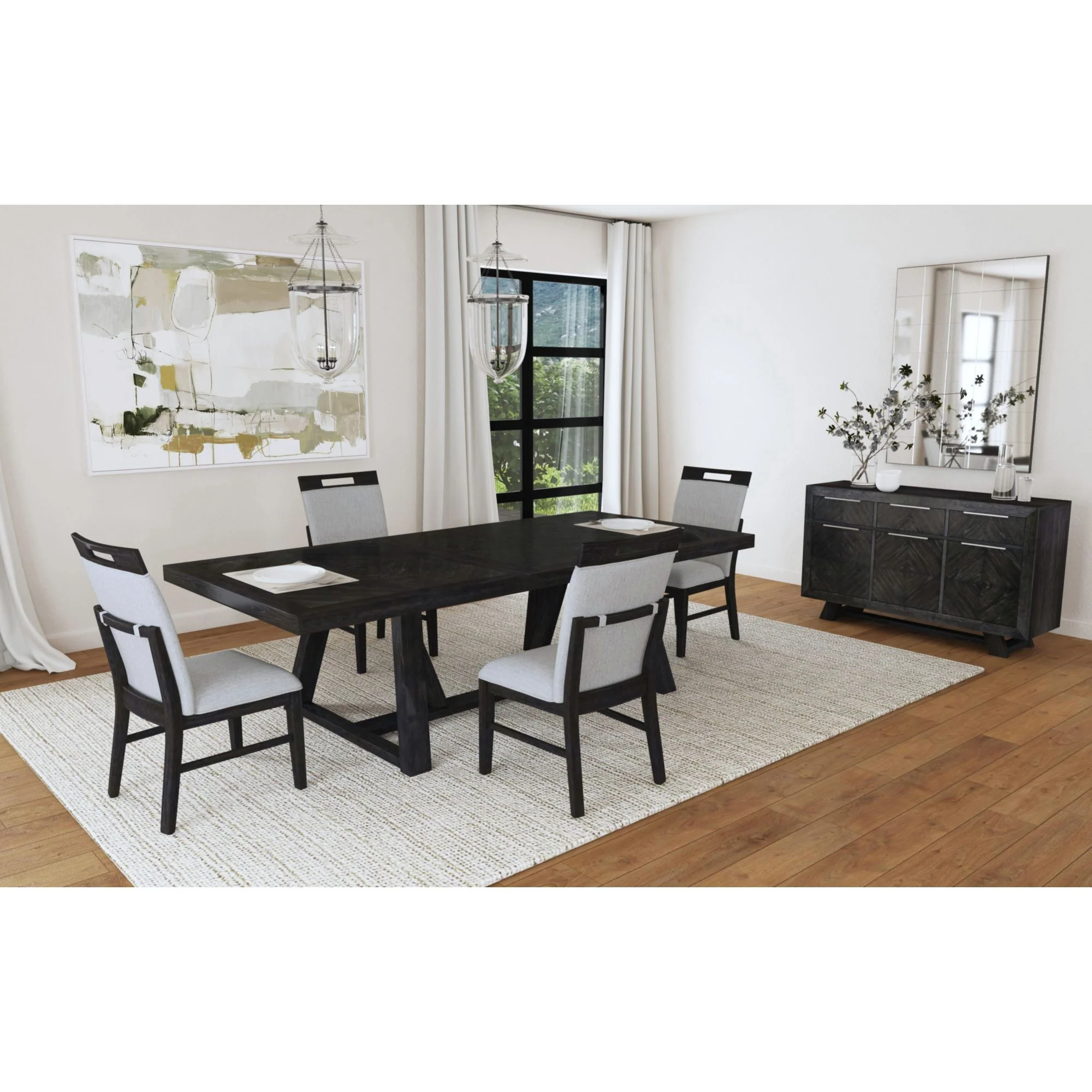 Transcend - Dining Table With 22" Leaf - Charcoal - Image 2
