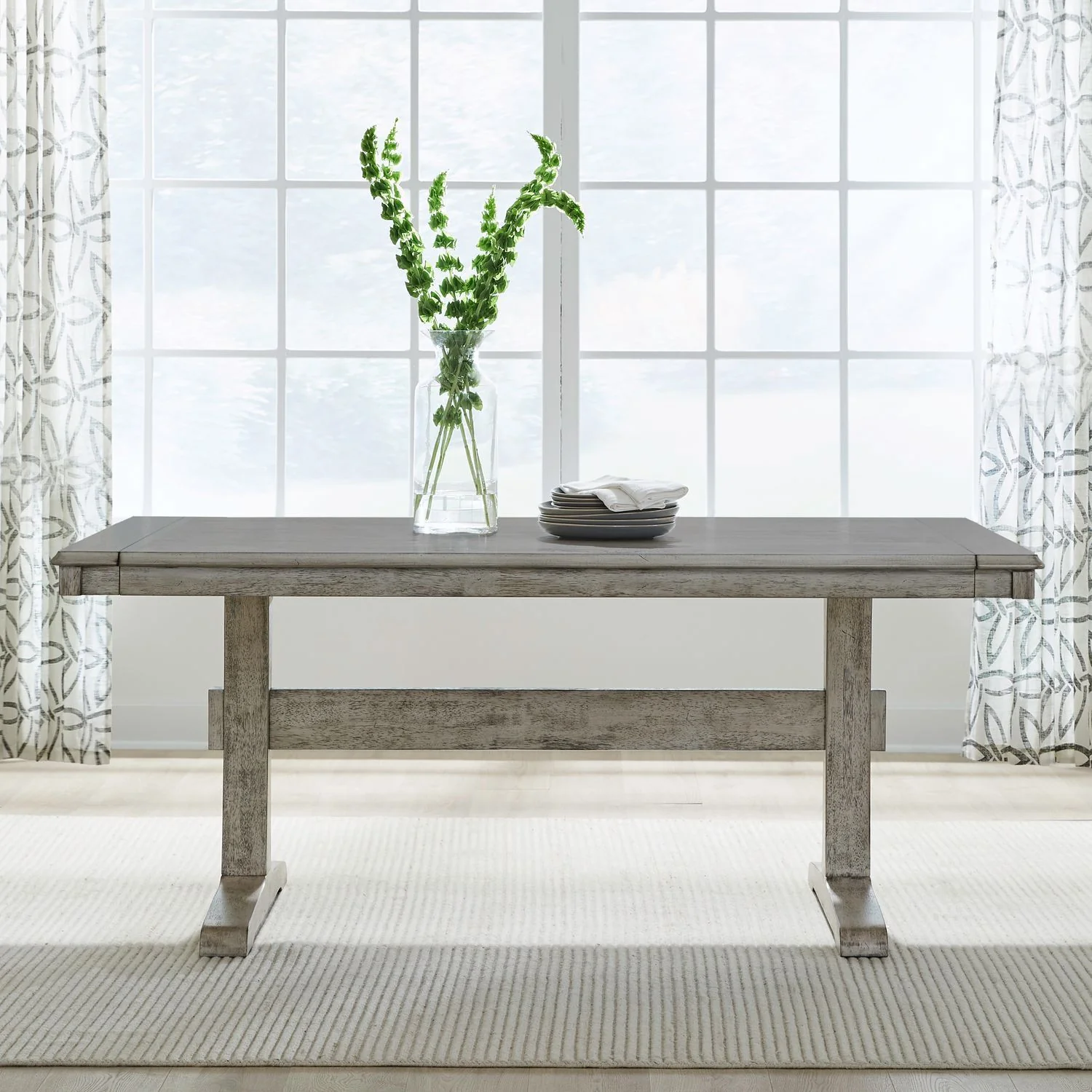 Hallendale - Trestle Table - Gravel Wash - Image 2