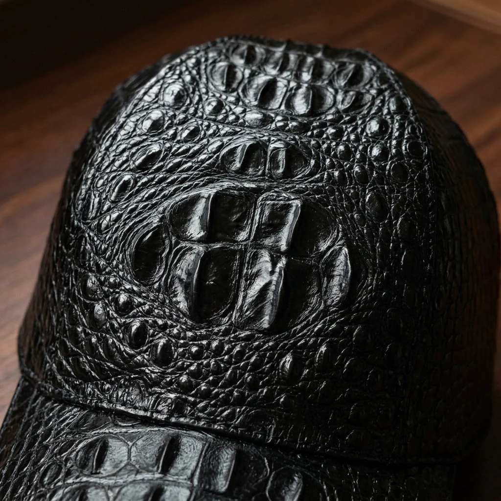 Crocodile Texture Leather Baseball Cap - Image 2