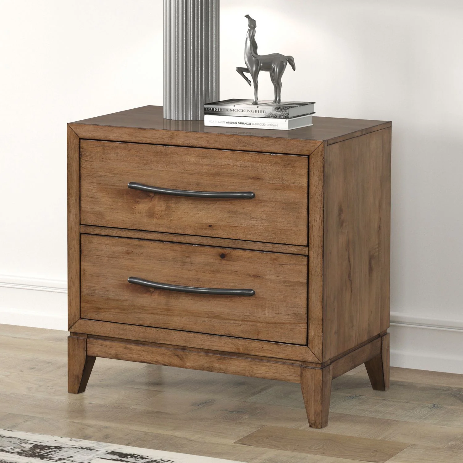 Shaker Lakes – Nightstand With Charging Station – Harvest Brown