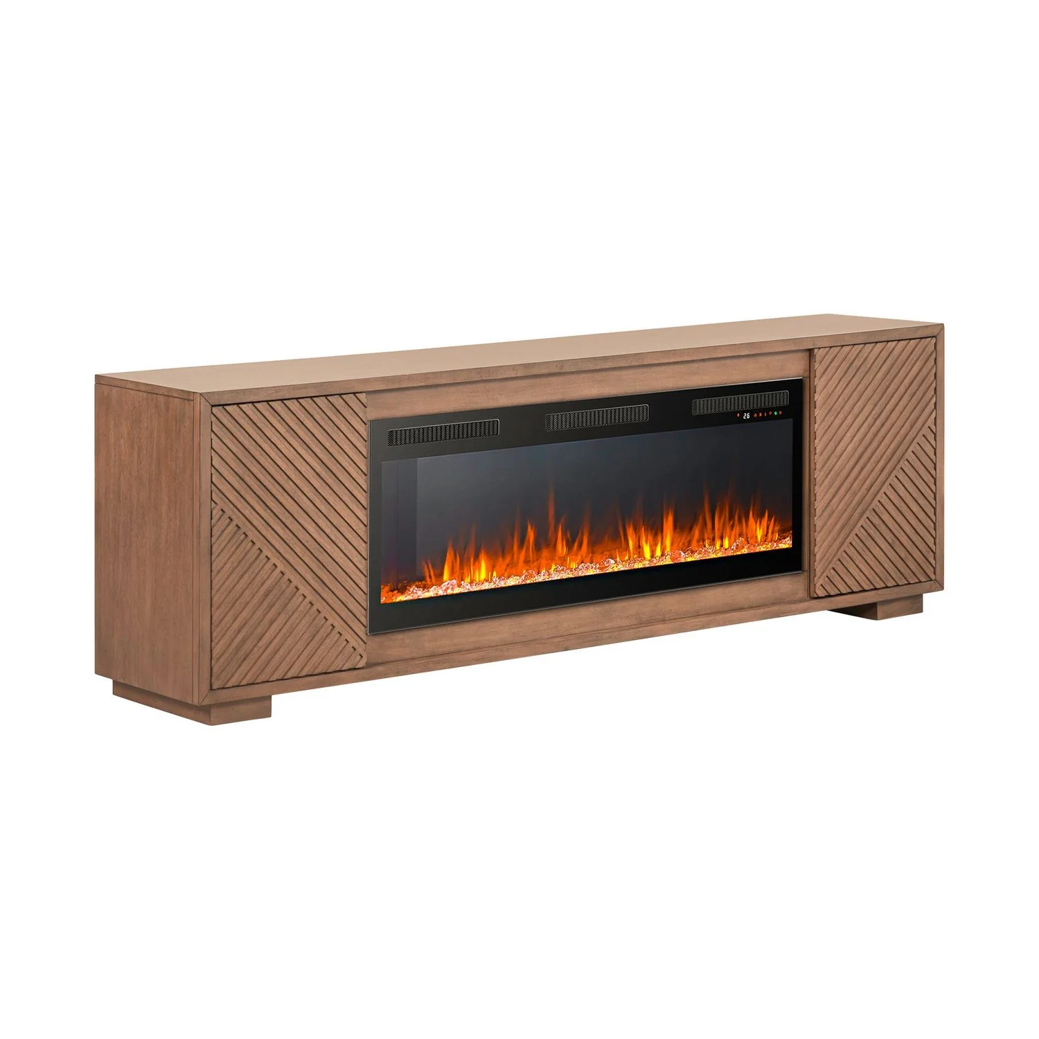 Fireplace TV Consoles - 214 84'' Console With Fire FTS Multiplees - Light Brown - Image 3