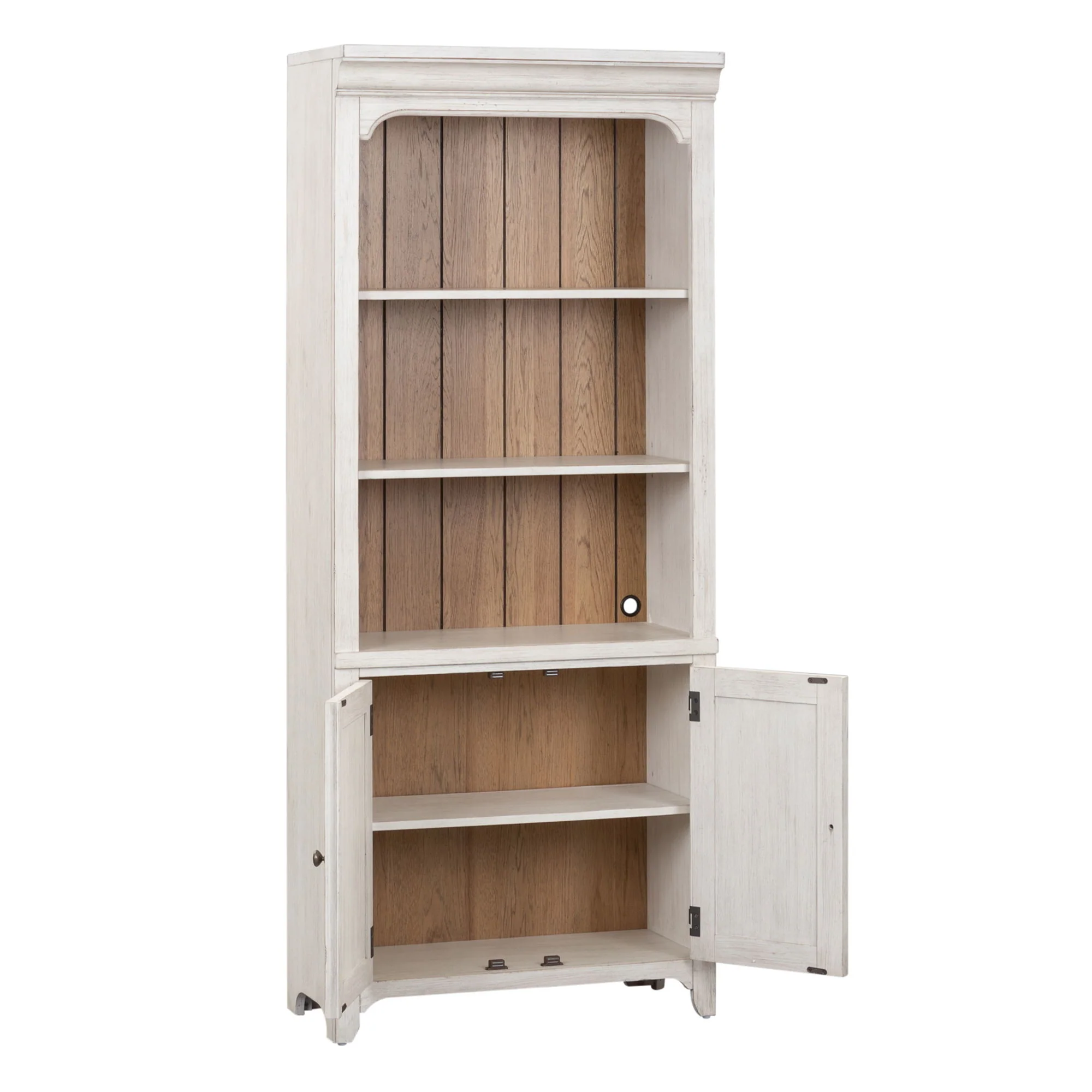 Farmhouse Reimagined - Bookcase - Antique White / Chestnut Tops - Image 3