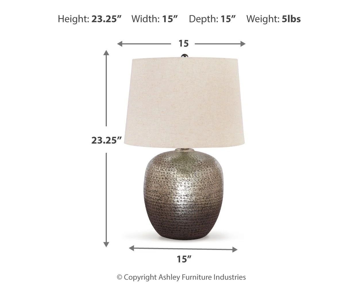 Magalie - Metal Table Lamp  - Antique Silver Finish - Image 3
