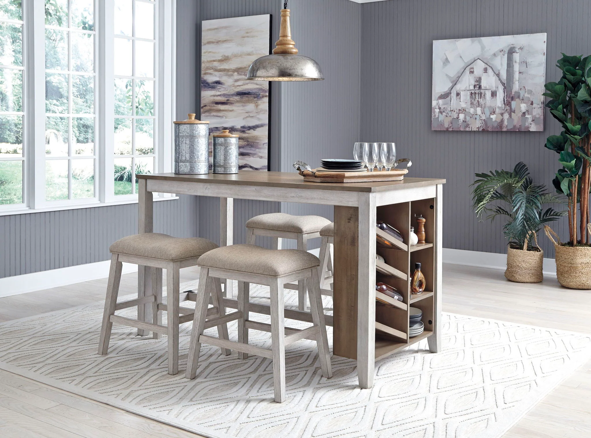 Skempton - Rectangular Counter Table With Storage Set - Image 1