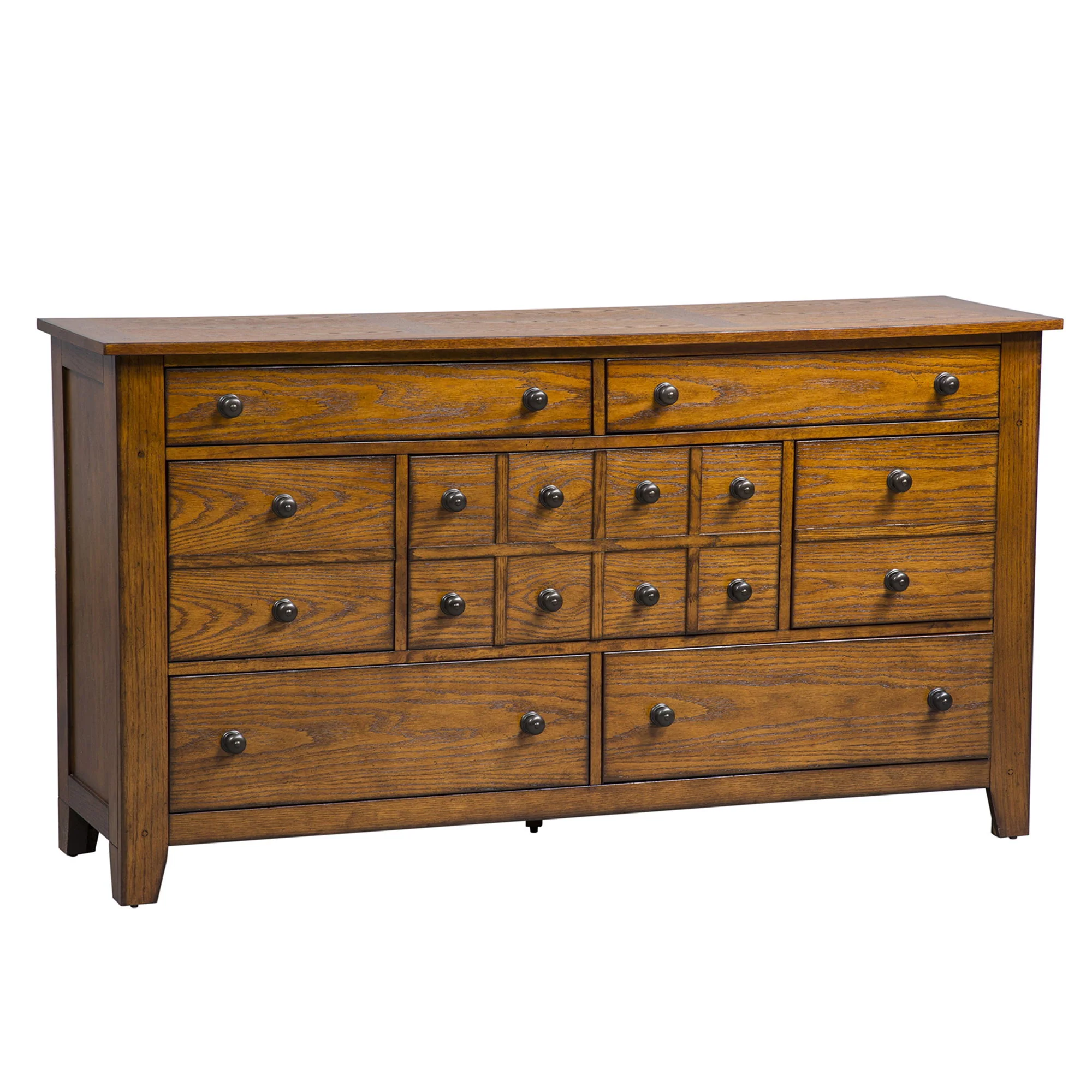Grandpas Cabin - 7 Drawer Dresser - Aged Oak - Image 2
