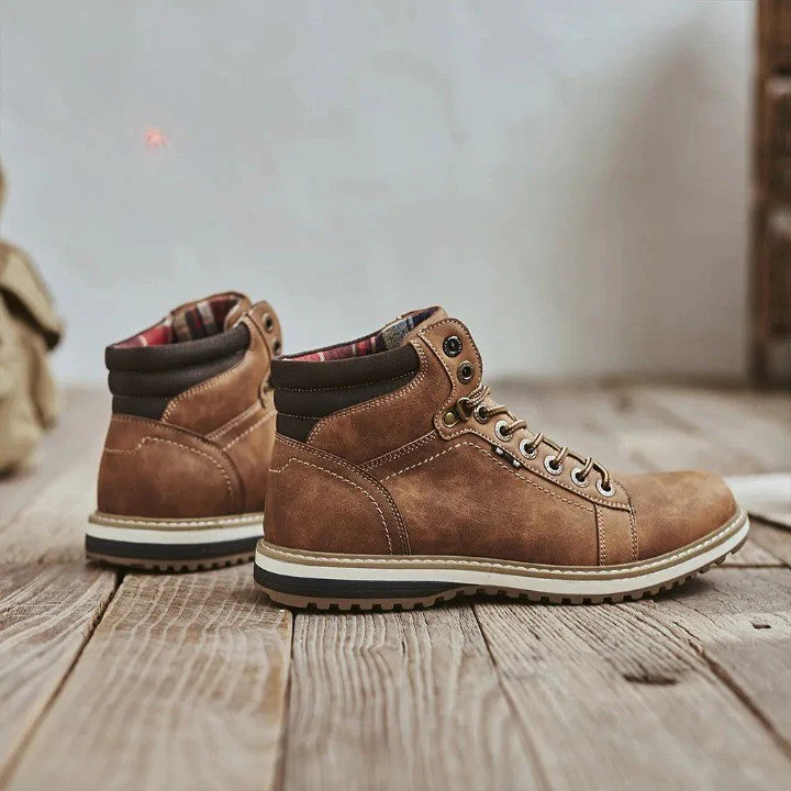 Italian Vintage Leather Lace-Up Warm Winter Boots - Image 2