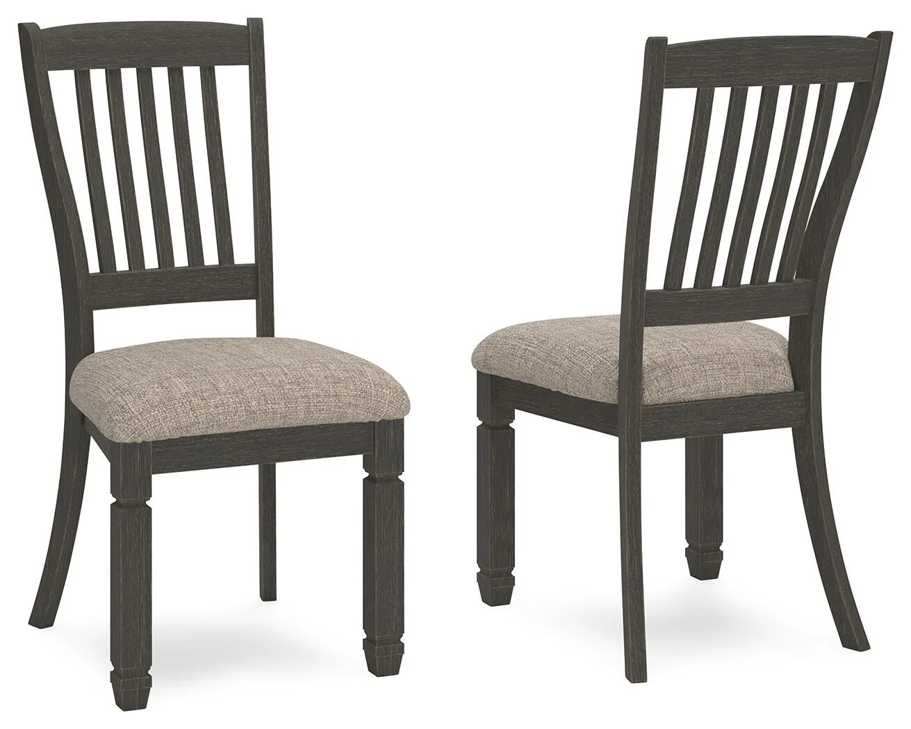 Tyler Creek – Dining UPH Side Chair (Set of 2) – Slatback – Black / Grayish Brown