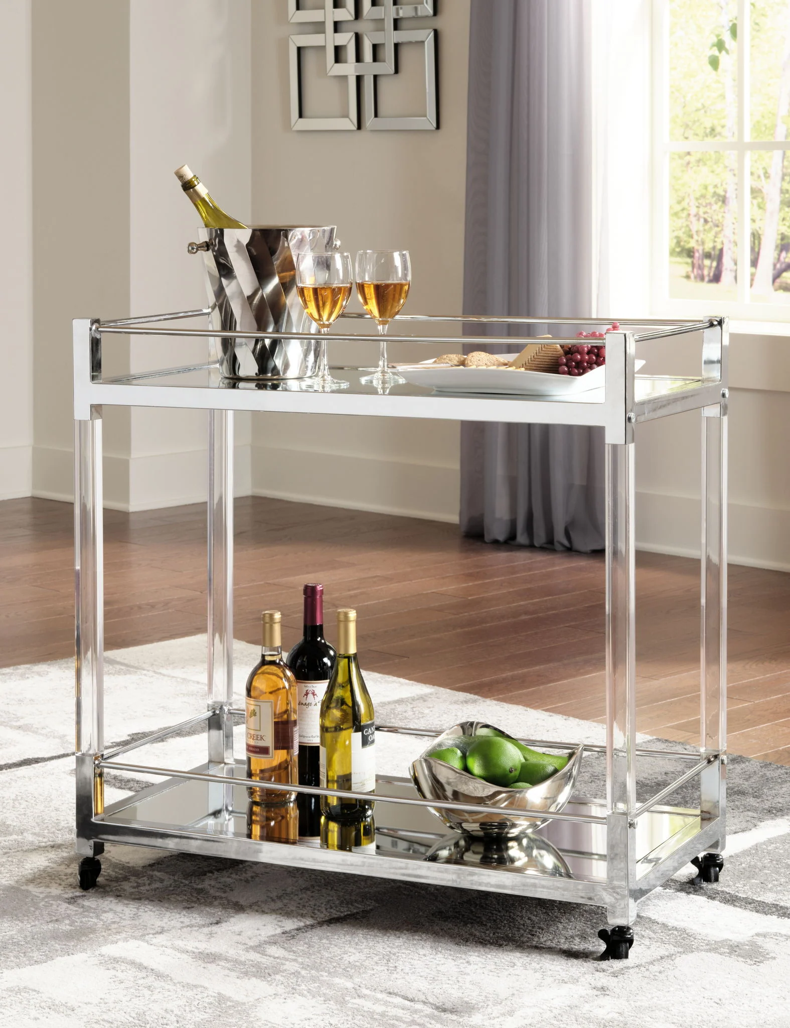 Chaseton - Bar Cart - Clear / Silver Finish - Image 2