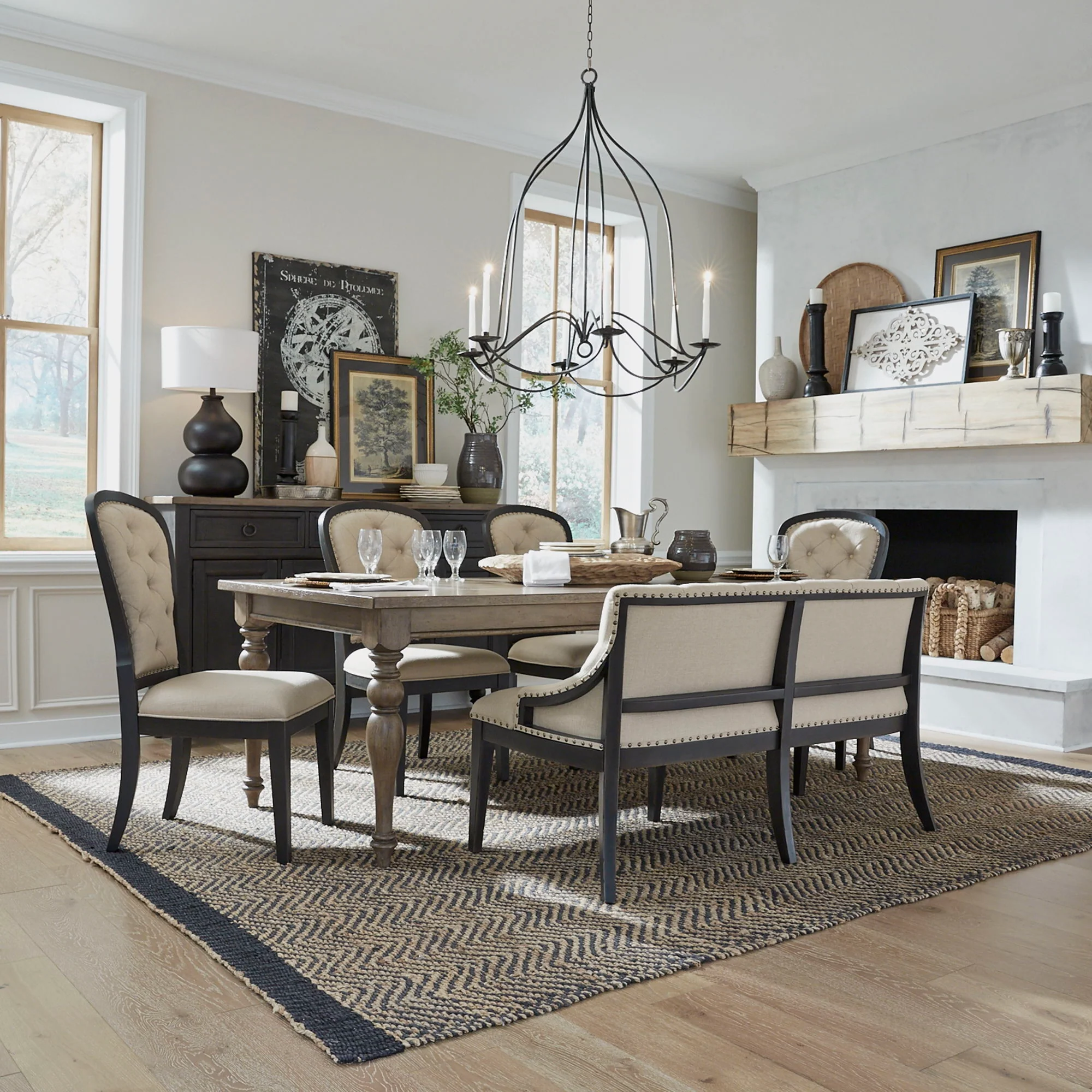 Americana Farmhouse - Upholstered Shelter Dining Bench - Image 3