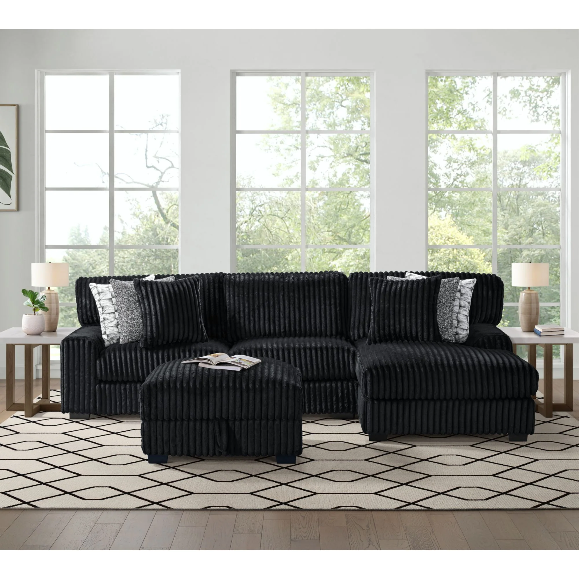 Nightfall – Storage Ottoman – Grand Cord Black