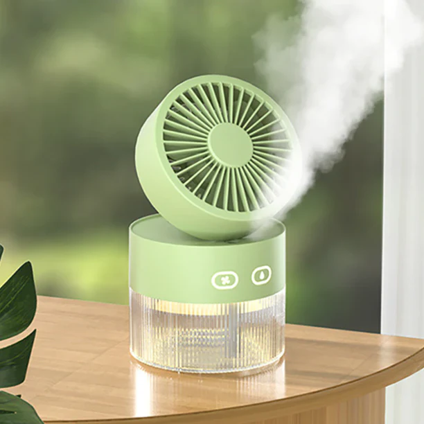Mini Foldable USB Warm Light Spray Fan - Image 2