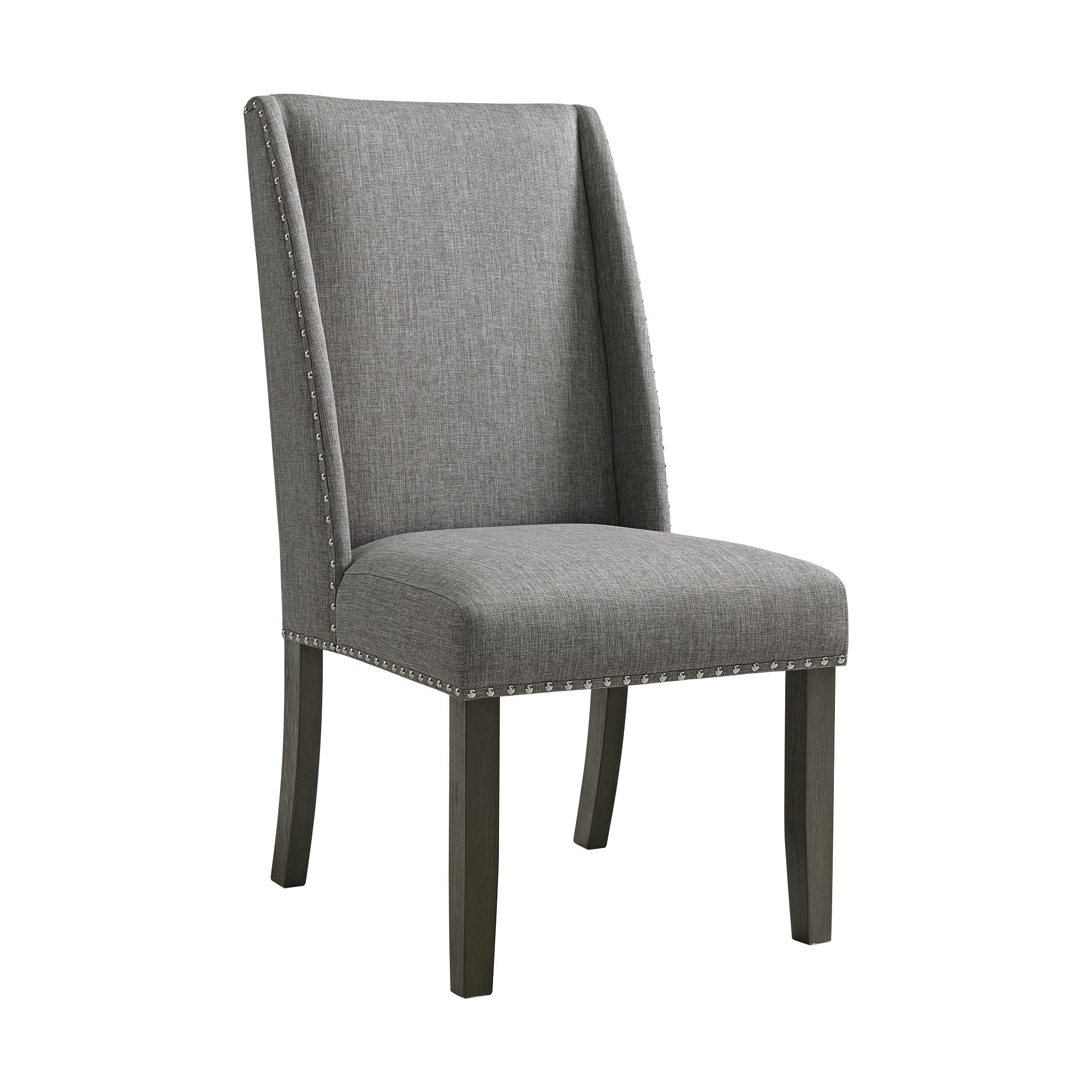 Everdeen - Side Chair With Gray Fabric and Nail Heads (Set of 2) - Charcoal - Image 3