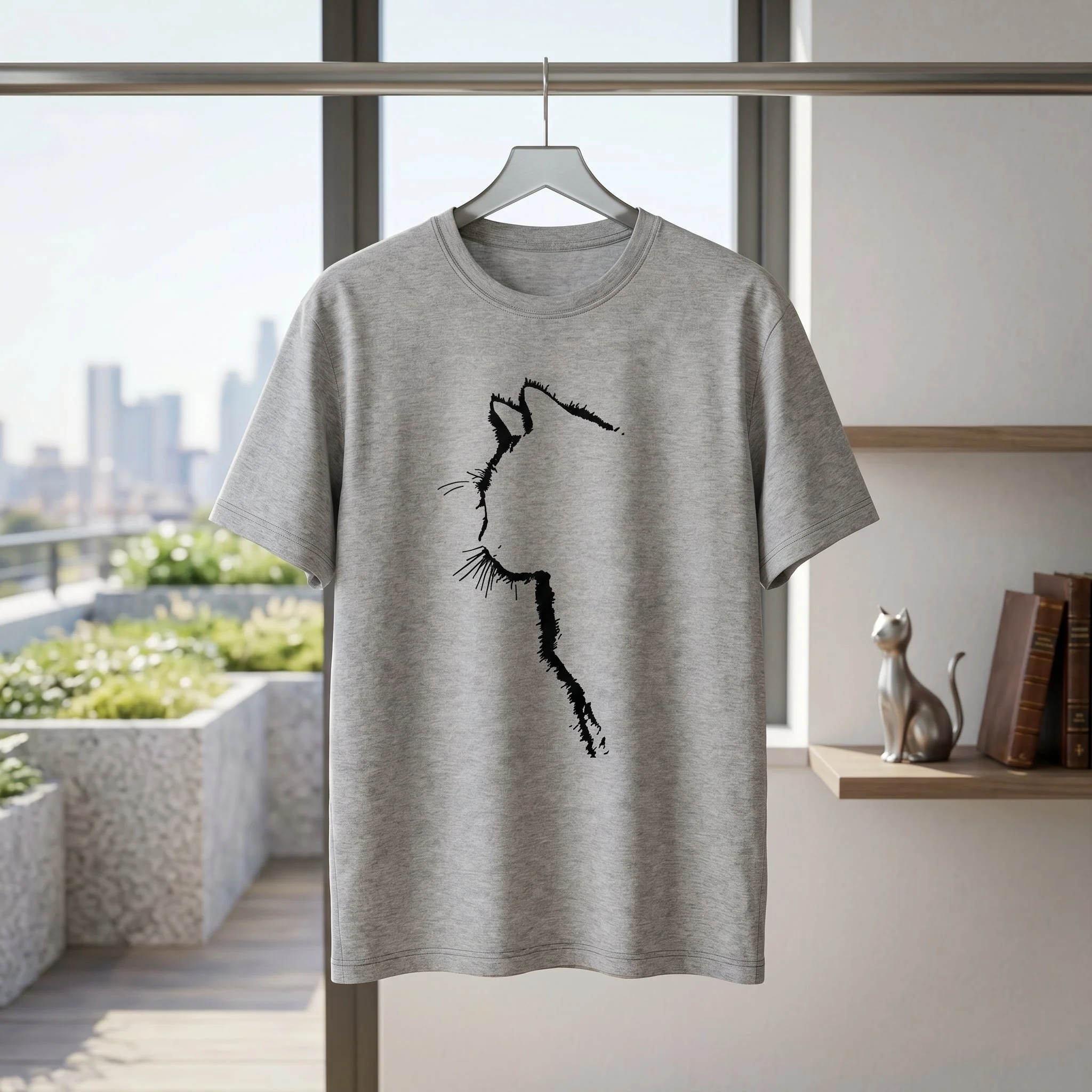 Cat Line Abstract T-Shirt - Image 3