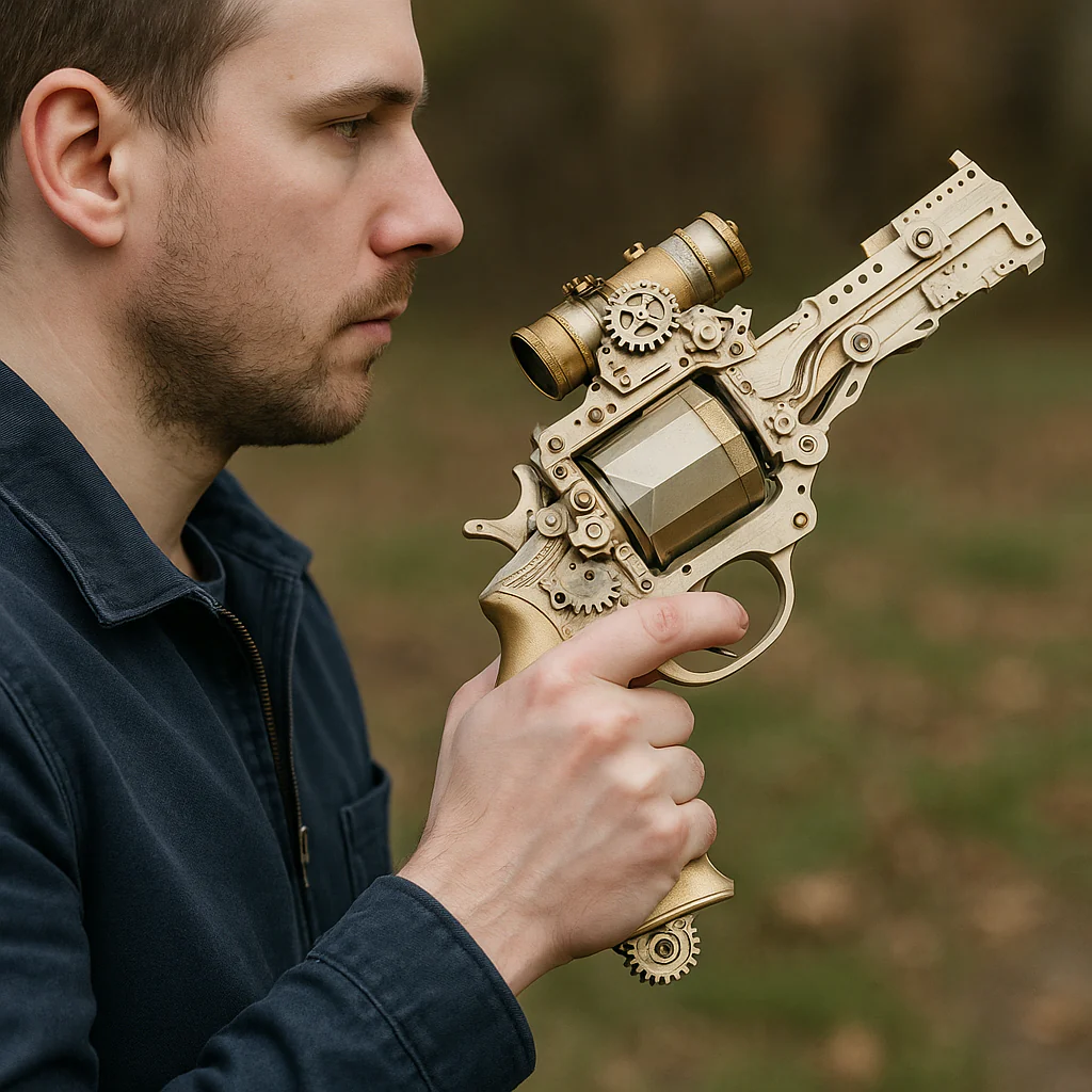 Mechanical Steampunk DIY Wooden Puzzle Toy Revolver - Image 3