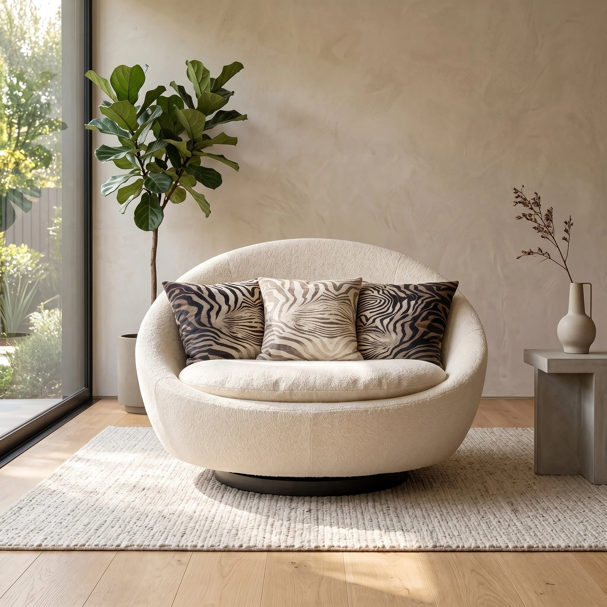 Ovetto Round Egg-Shaped Swivel Lounge Sofa Chair - Image 2